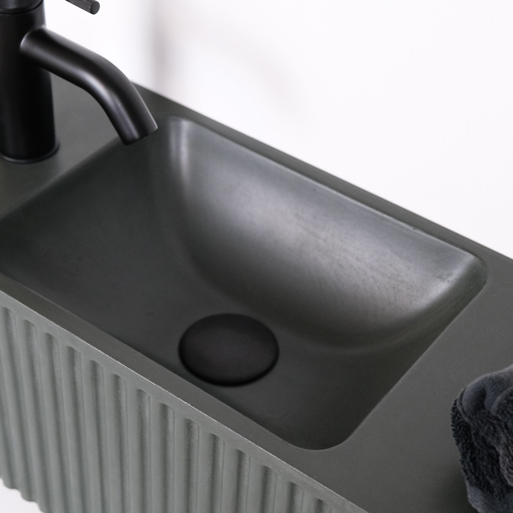 BARE Concrete Fluted Wall Basin gallery detail image