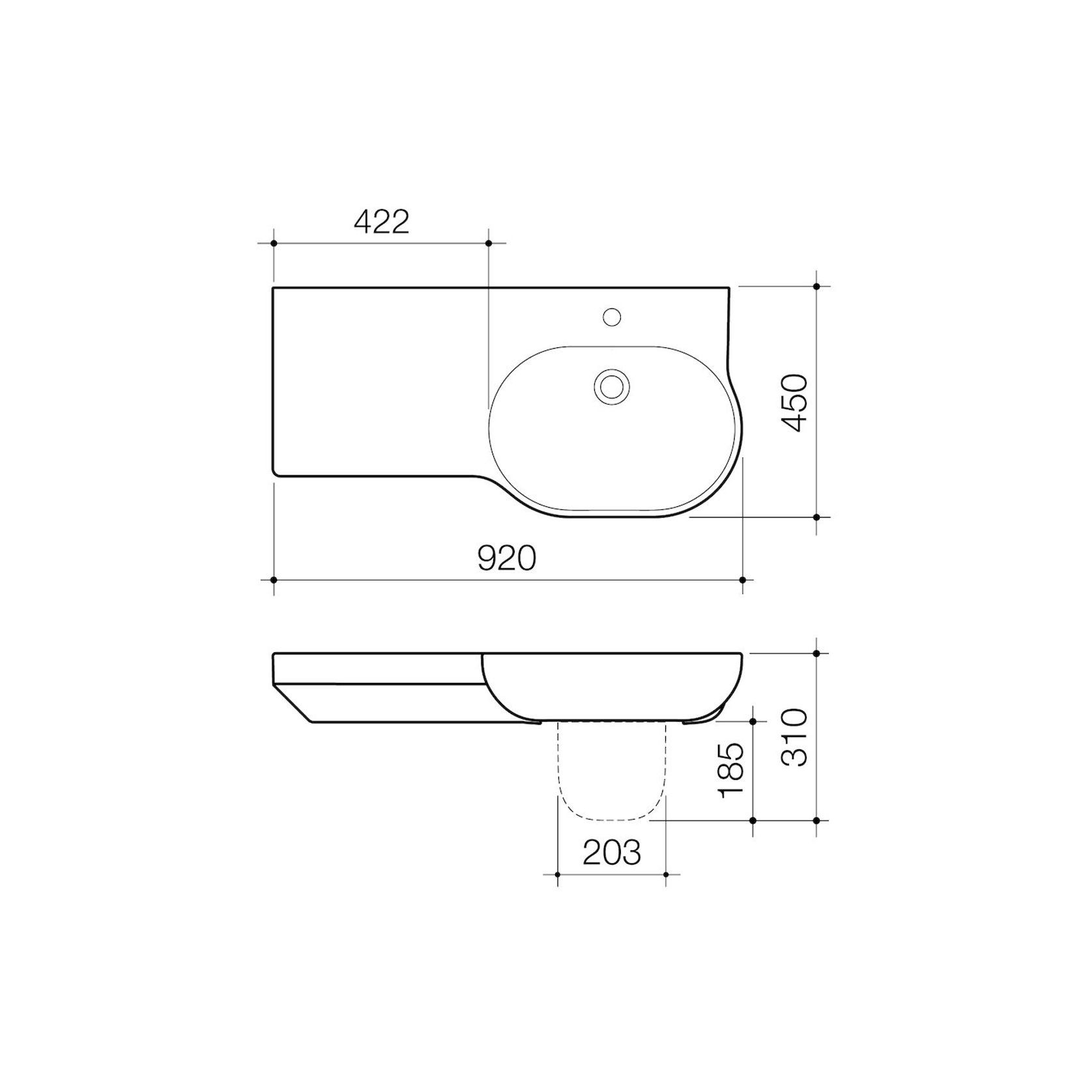 Opal 920 Wall Basin 1th With Shelf gallery detail image