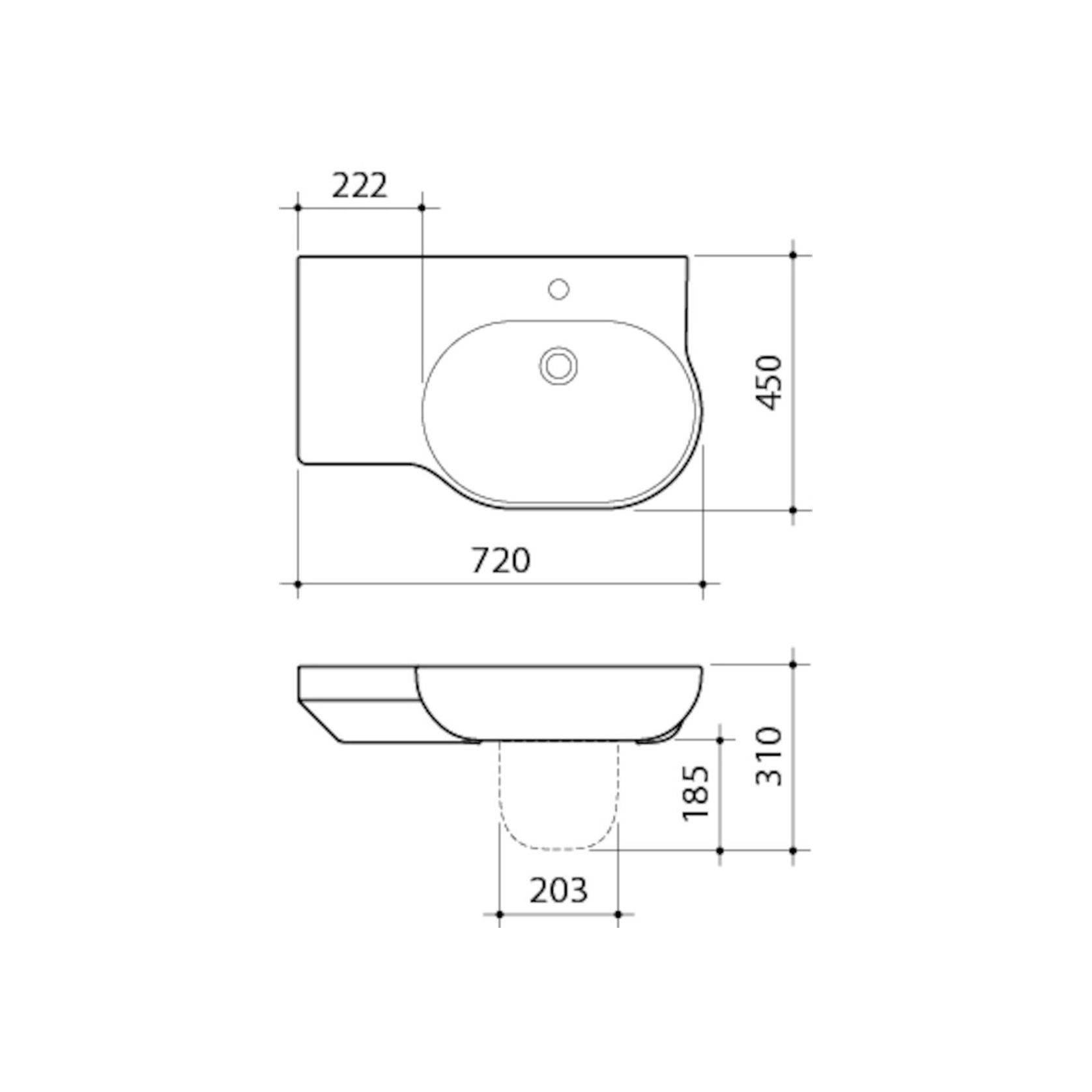 Opal 720 Wall Basin With Shelf gallery detail image