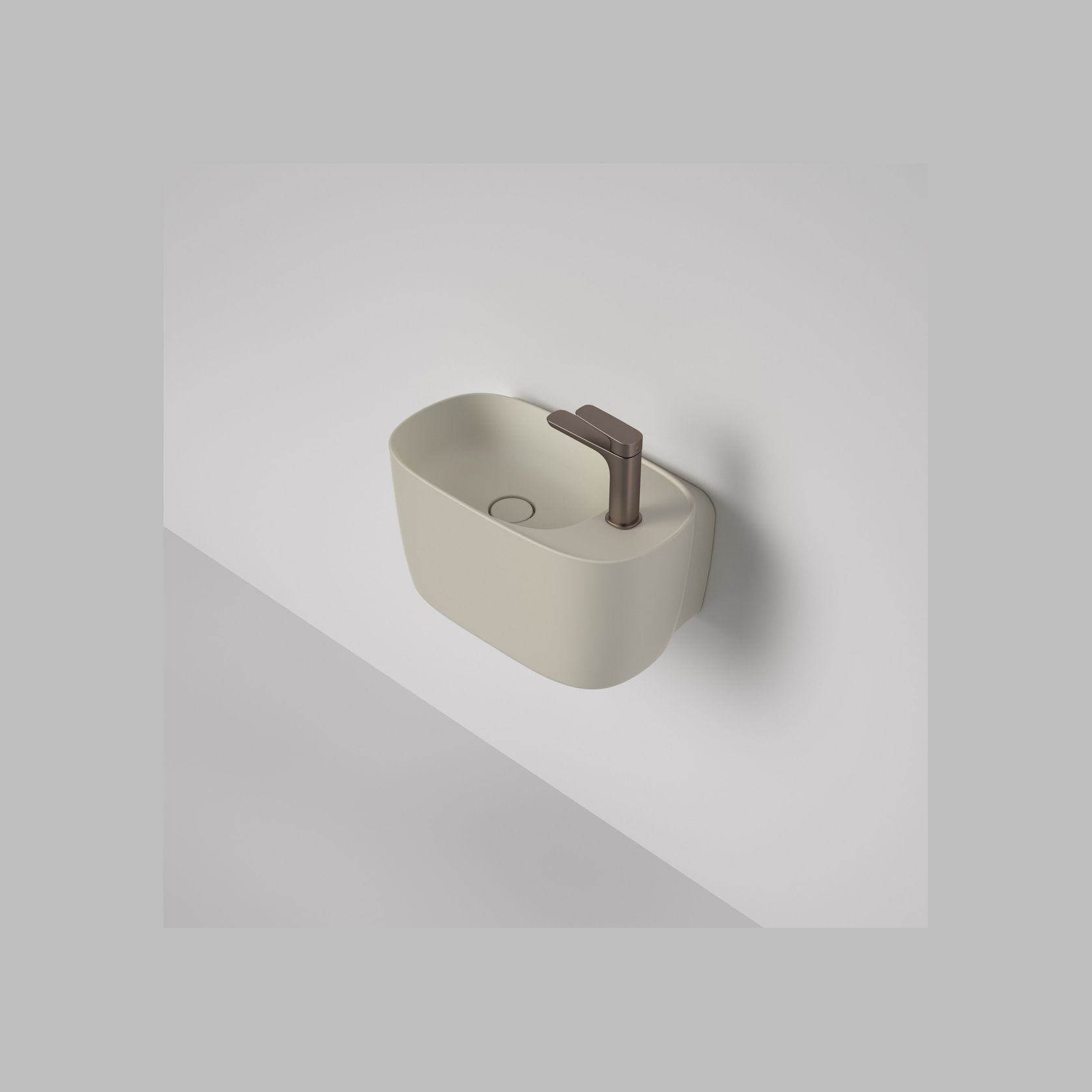 Contura II Hand Wall Basin (1 Tap Hole) | Matte Clay gallery detail image