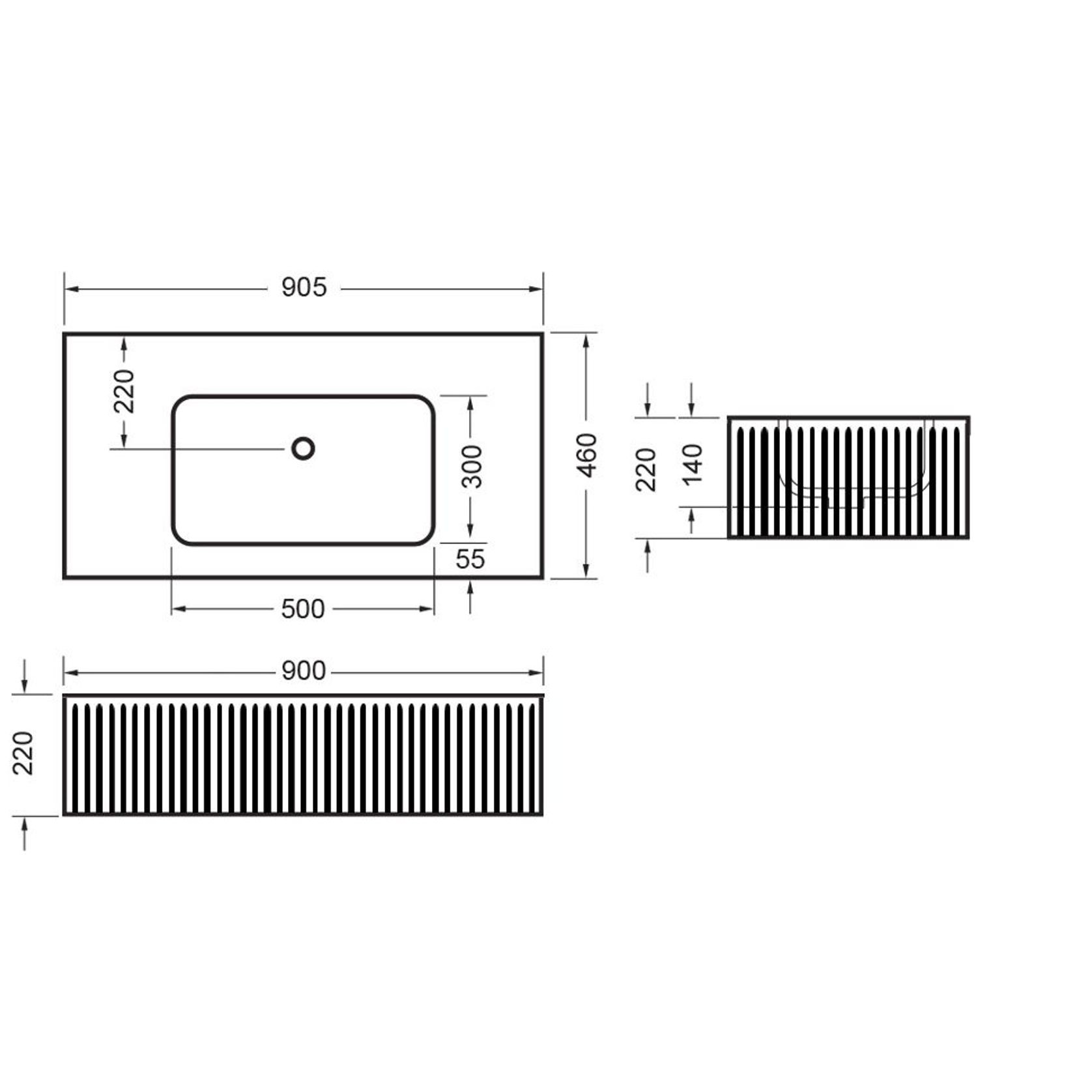BARE Concrete Fluted Wall Basin gallery detail image