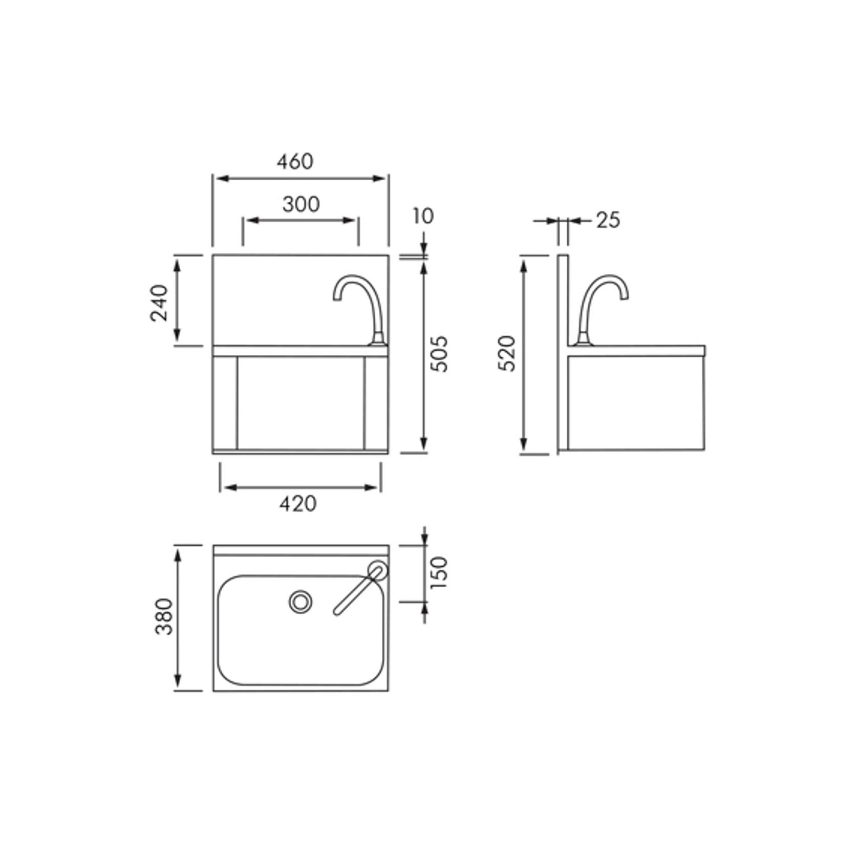 KWC Franke Stainless Steel Knee Operated Wash Basin gallery detail image