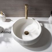 Felda Sea Salt White Fluted Concrete Basin gallery detail image