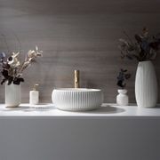 Felda Sea Salt White Fluted Concrete Basin gallery detail image