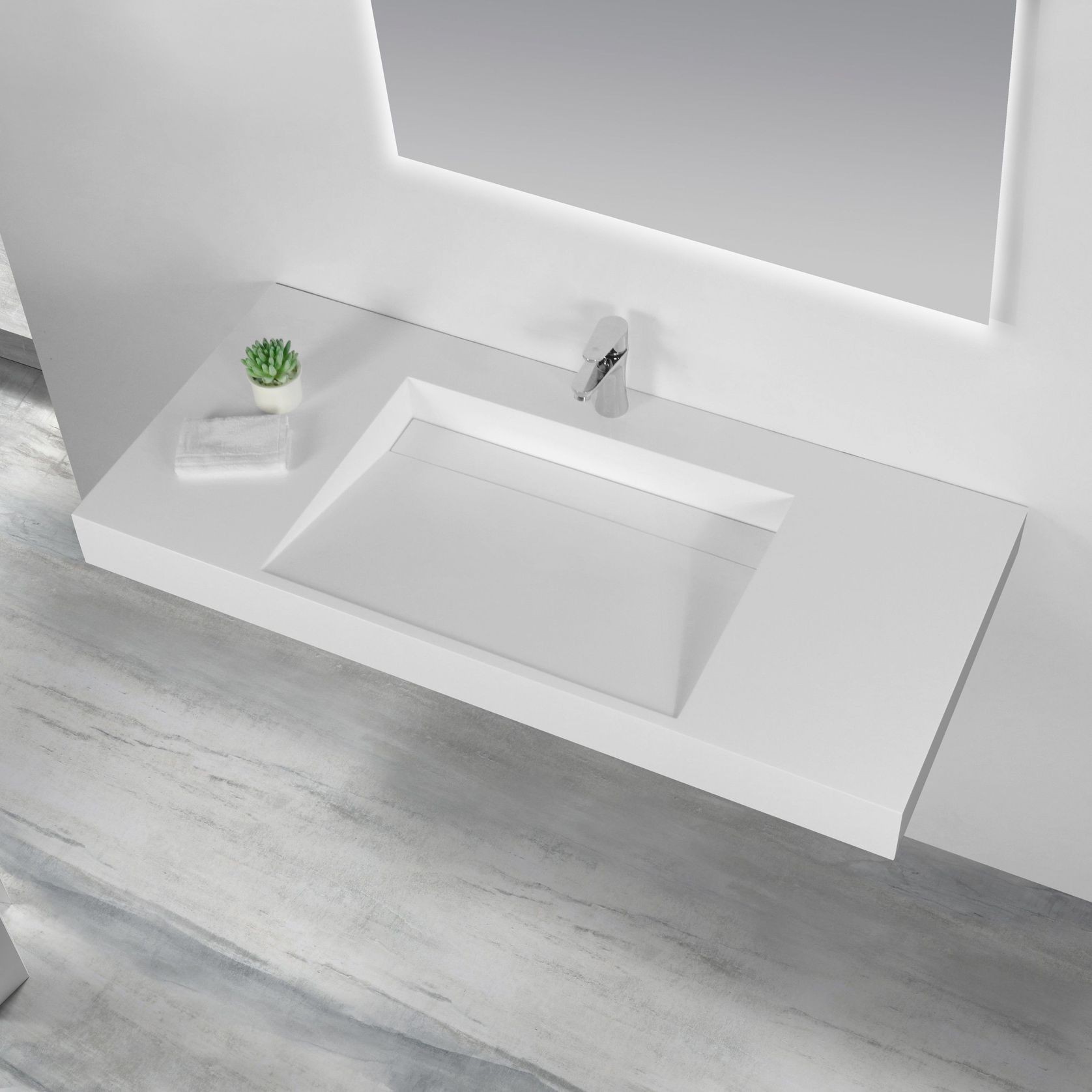 Ramp basin 1219mm Wall Hung Solid Surface B5048 gallery detail image