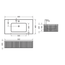 Bare Fluted Wall Basin gallery detail image