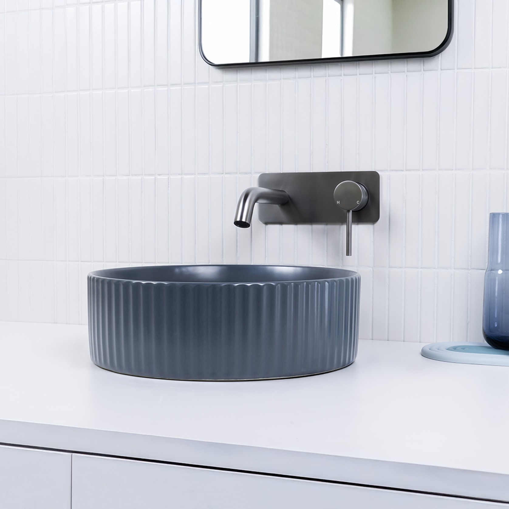Camilla Fluted Matte Blue Basin gallery detail image