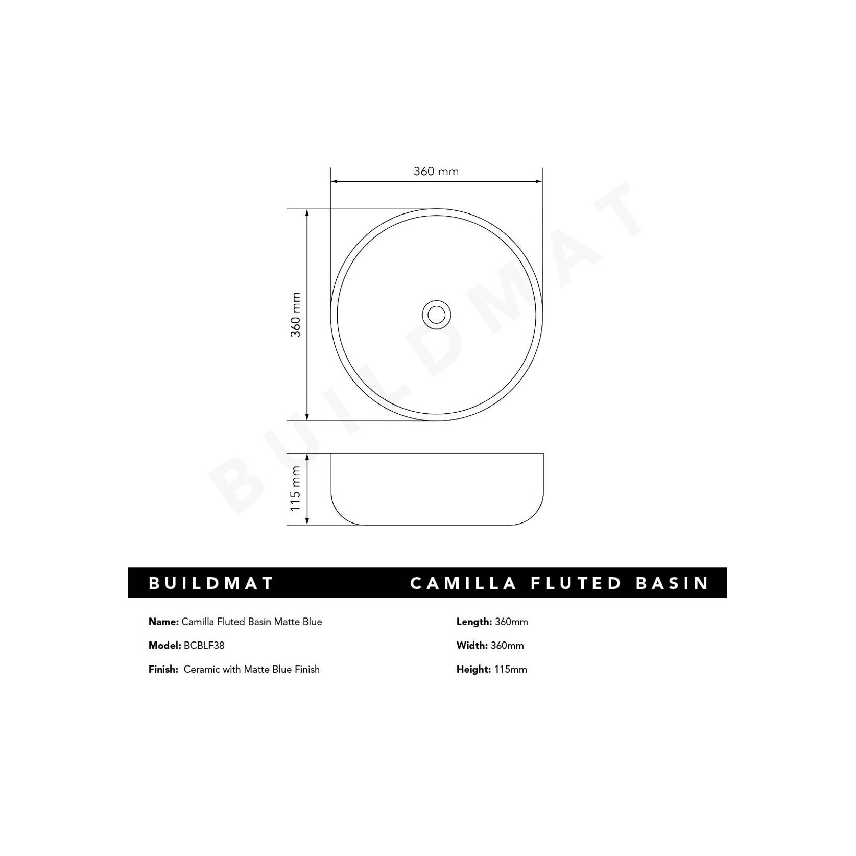 Camilla Fluted Matte Blue Basin gallery detail image