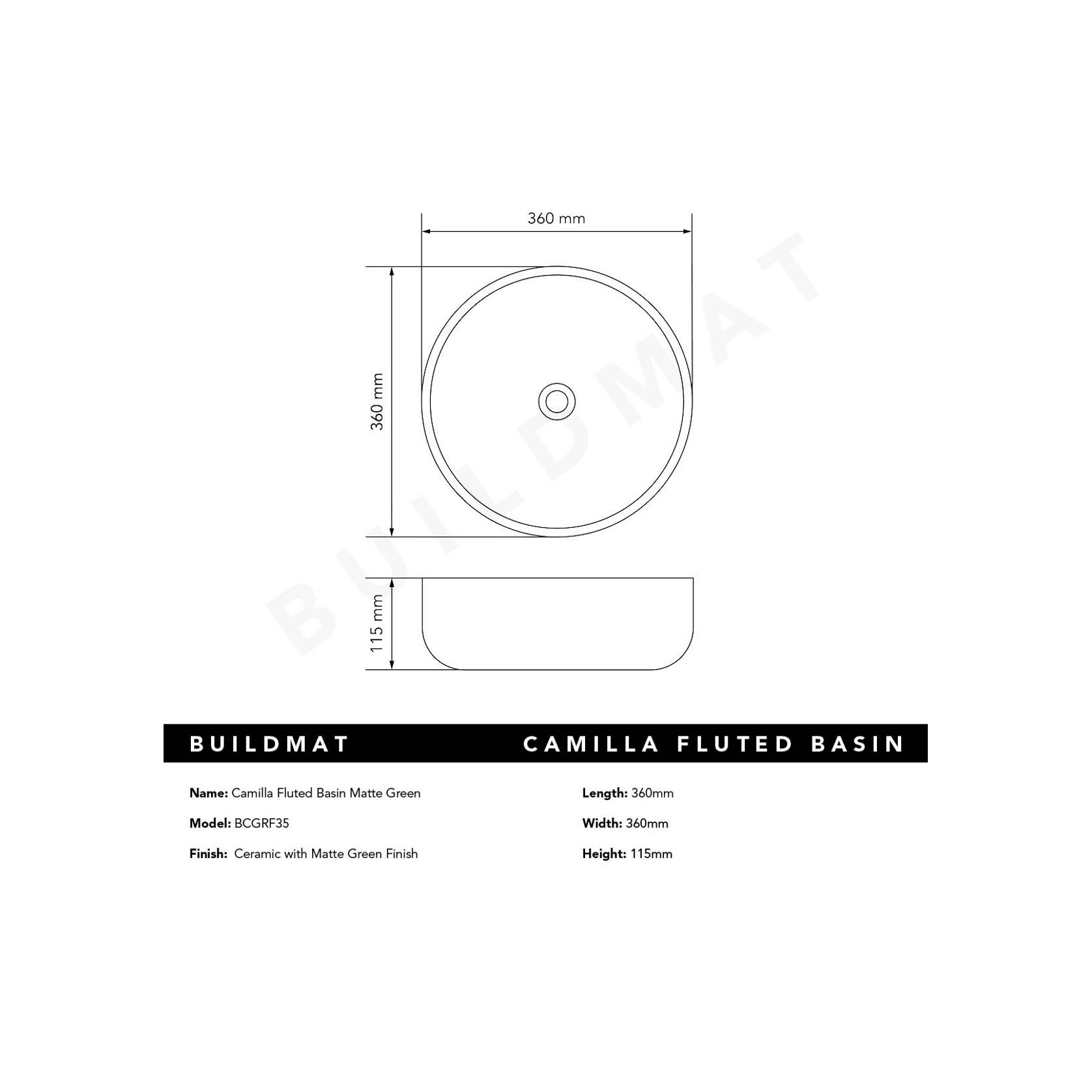Camilla Fluted Matte Grey Basin gallery detail image