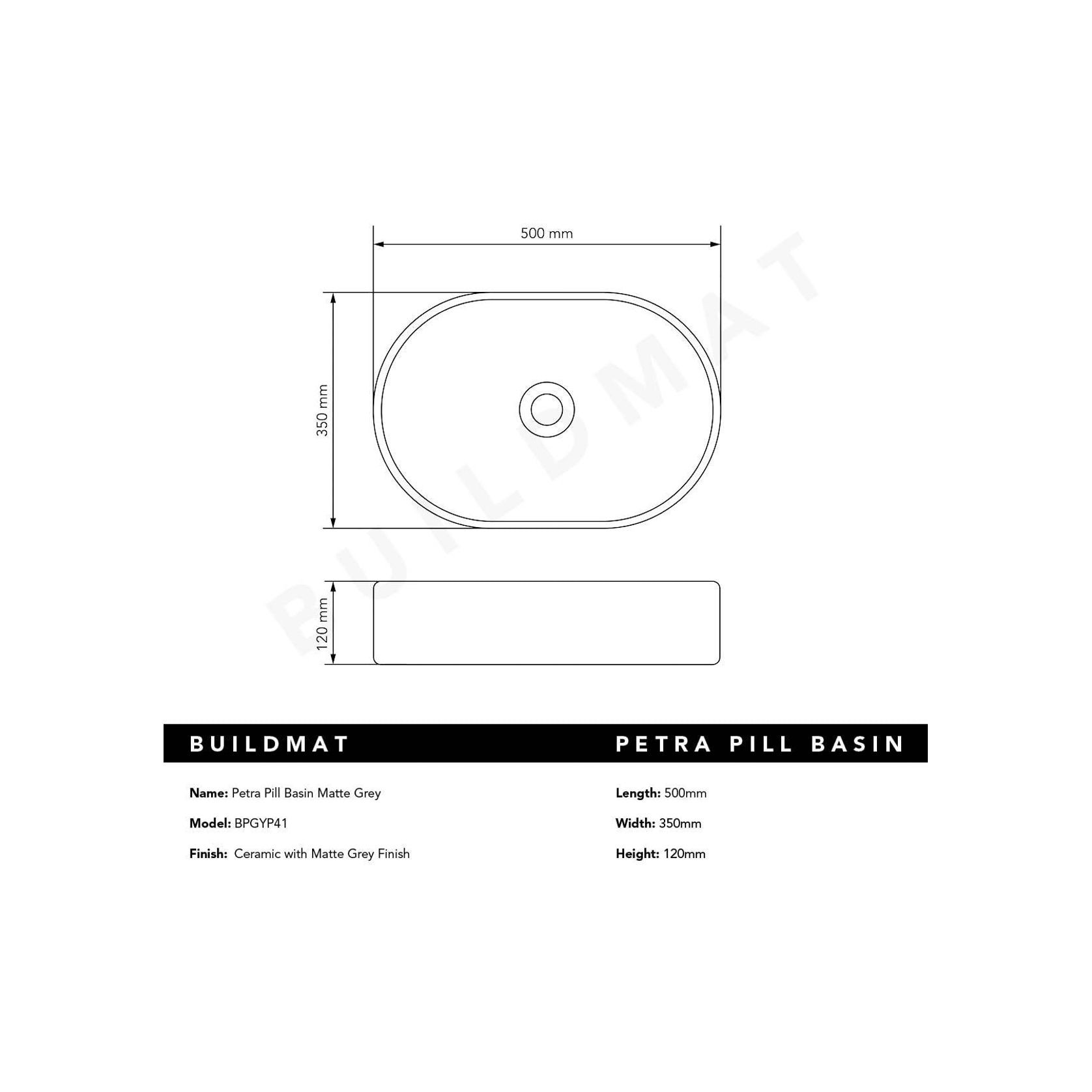 Petra Pill Matte Grey Basin gallery detail image