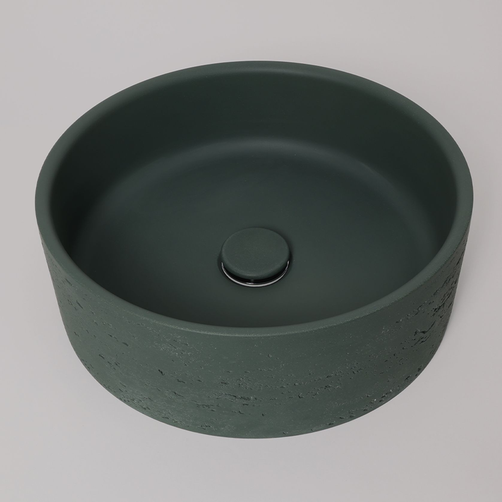 Alma Amos Circle Rustic Concrete Basin Forest Green gallery detail image