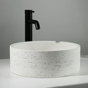 Alma Amos Circle Rustic Concrete Basin Arctic White gallery detail image
