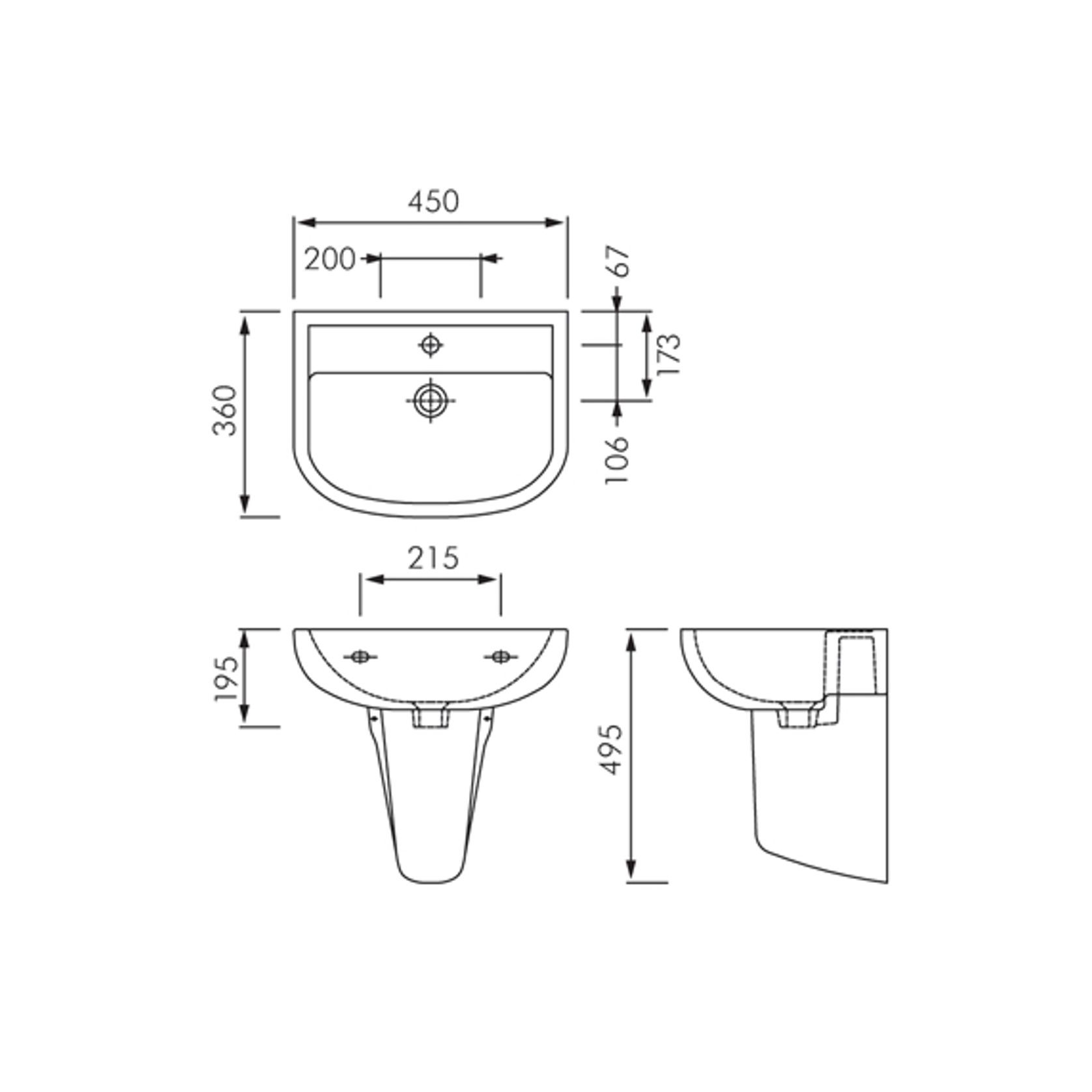 RAK Compact 450 Wall Hung Basin and Shroud gallery detail image