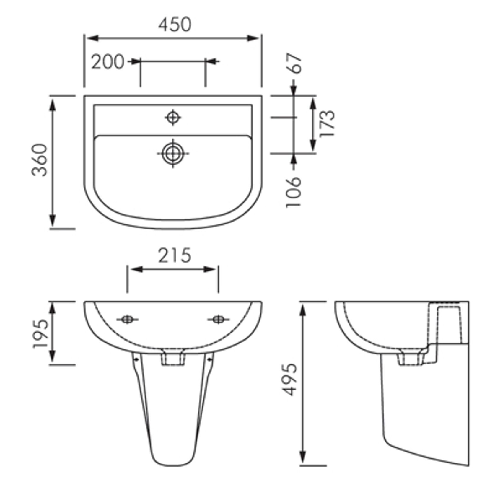 RAK Compact 450 Wall Hung Basin and Shroud gallery detail image