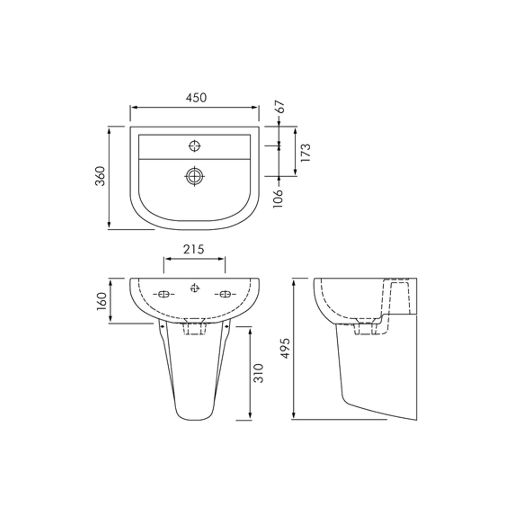 RAK Compact 450 Wall Hung Basin and Shroud gallery detail image