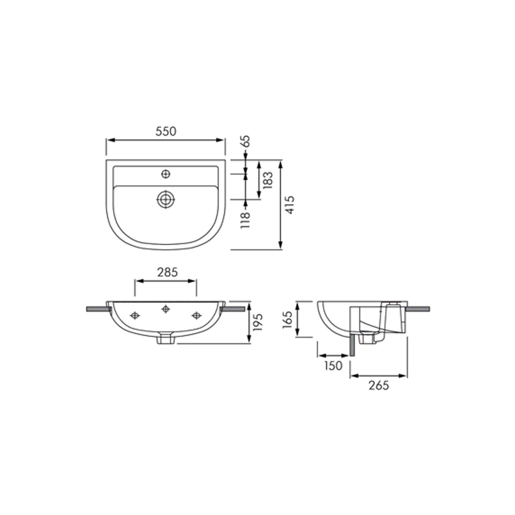 RAK Compact 550 Semi Recessed Basin gallery detail image