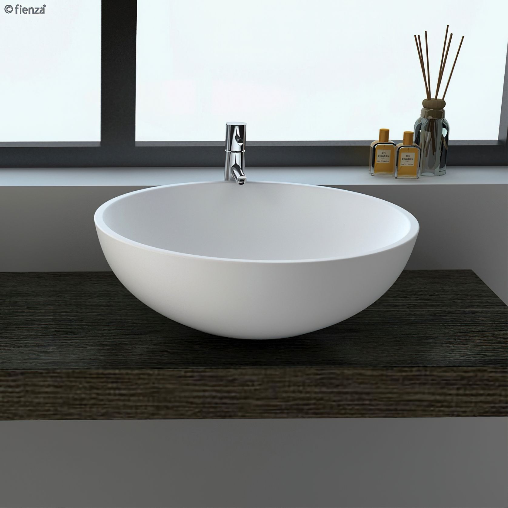 Lexy Cast Stone Above Counter Basin, Matte White gallery detail image