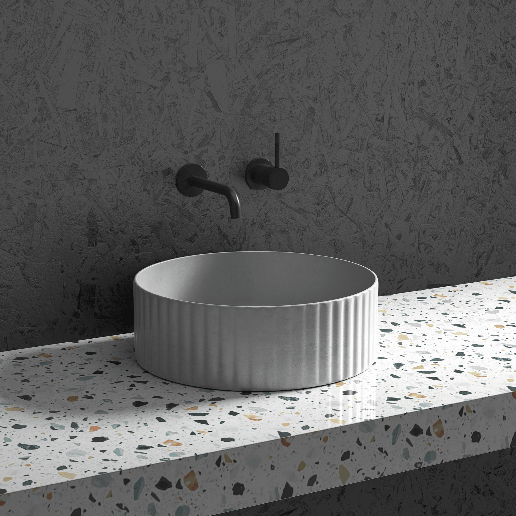 BARE Concrete Fluted Wall Basin gallery detail image