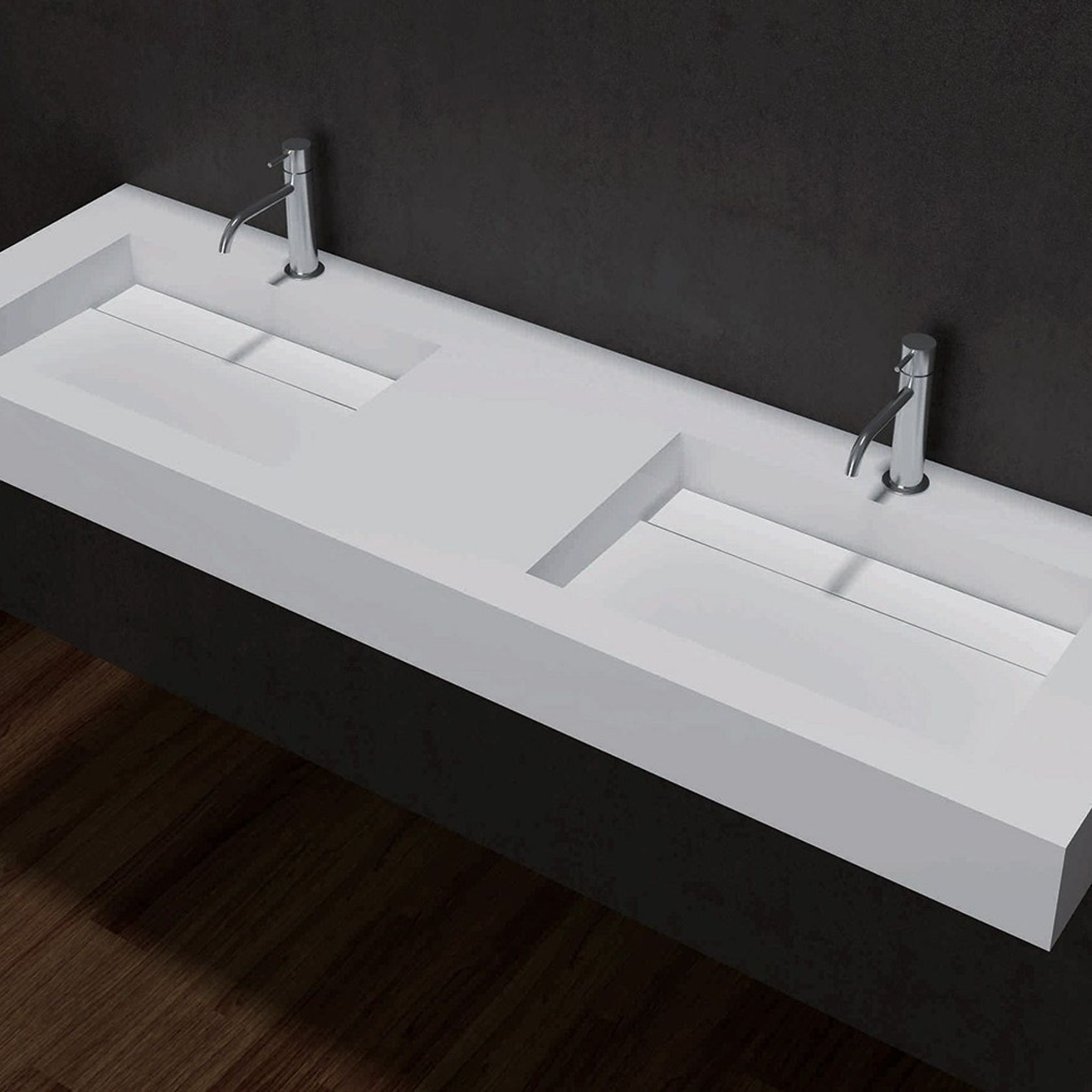 Facile 1500 Double Wall Hung Basin - Bathroom Vanity gallery detail image