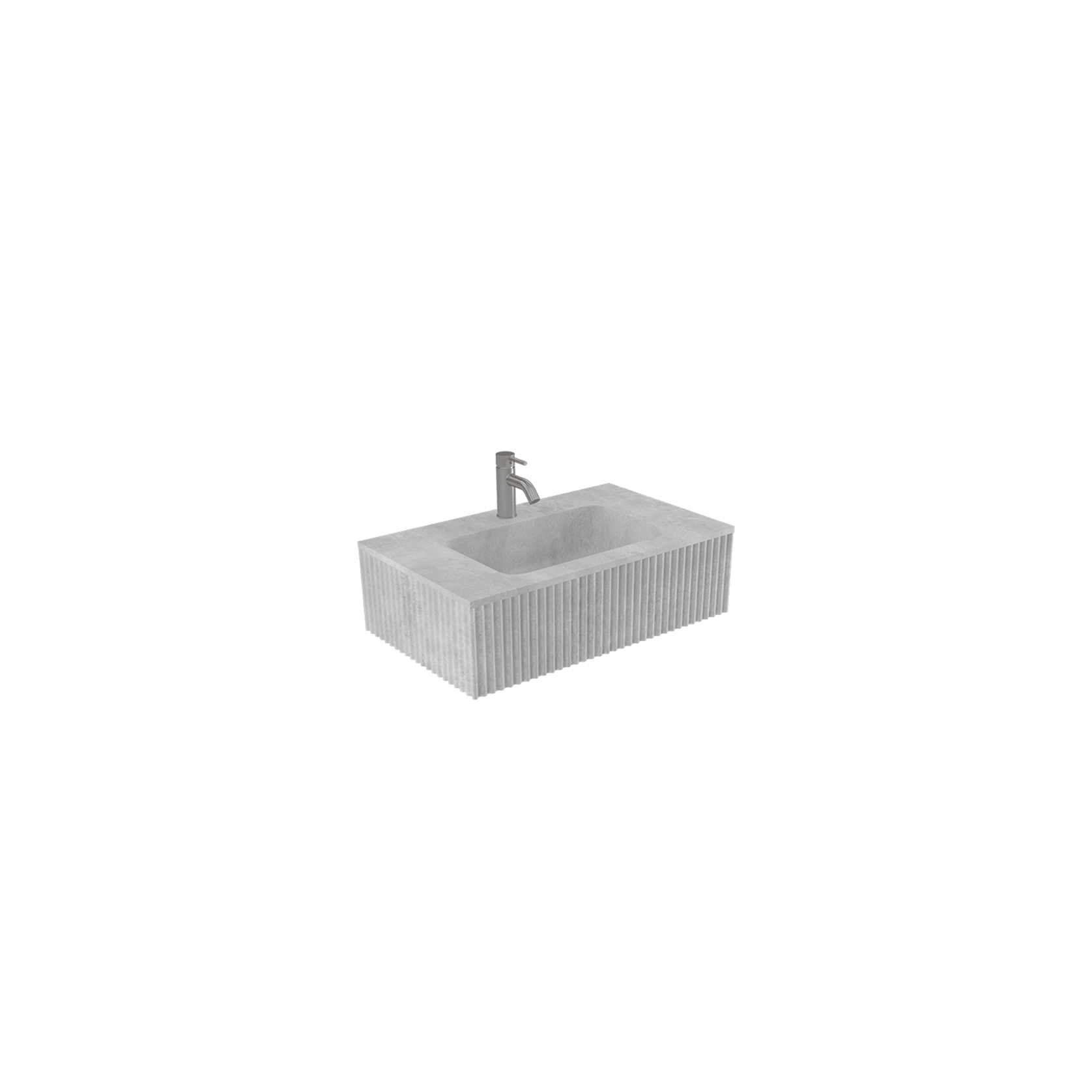 BARE Concrete Fluted Wall Basin 755mm gallery detail image