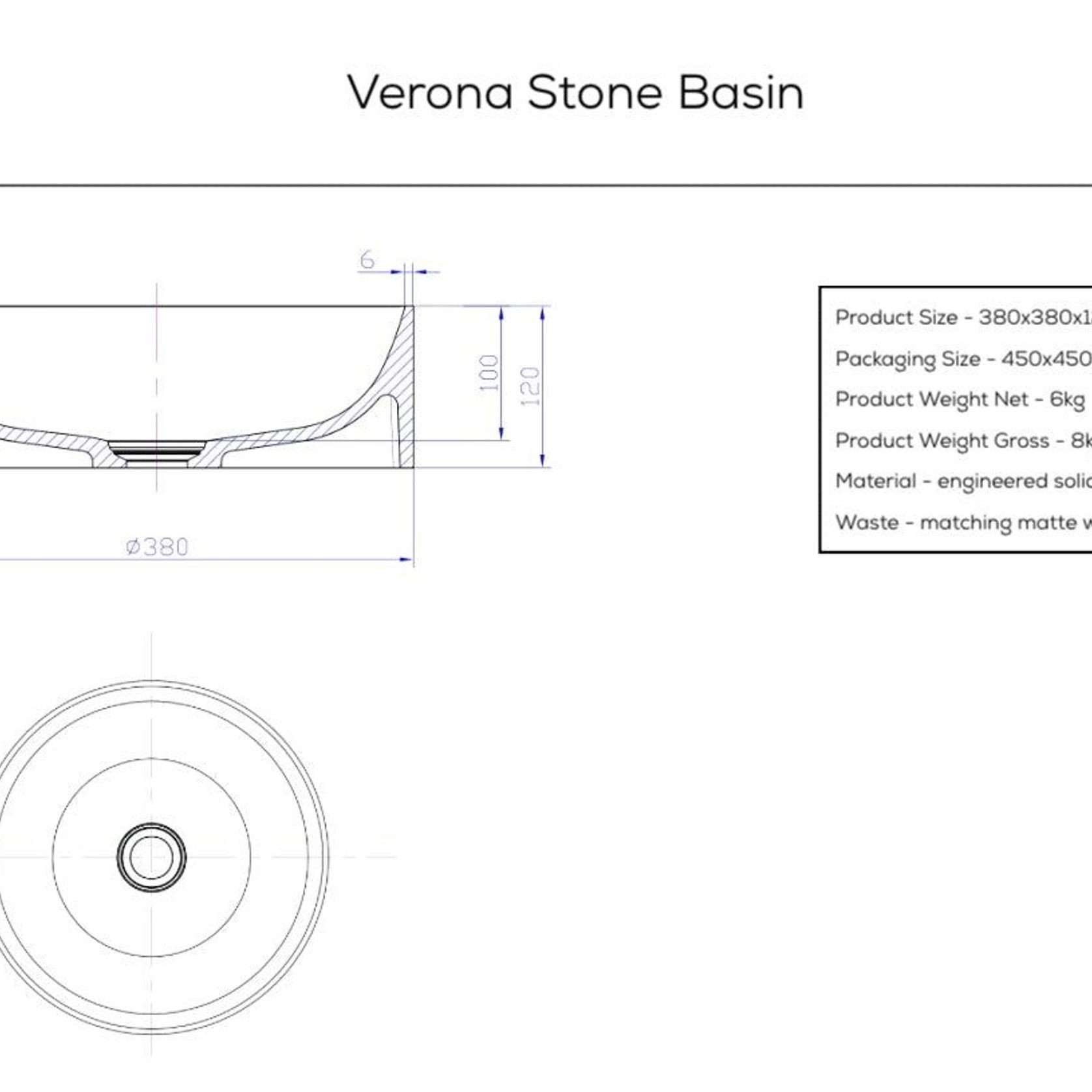 Verona Stone Top Mount Basin gallery detail image