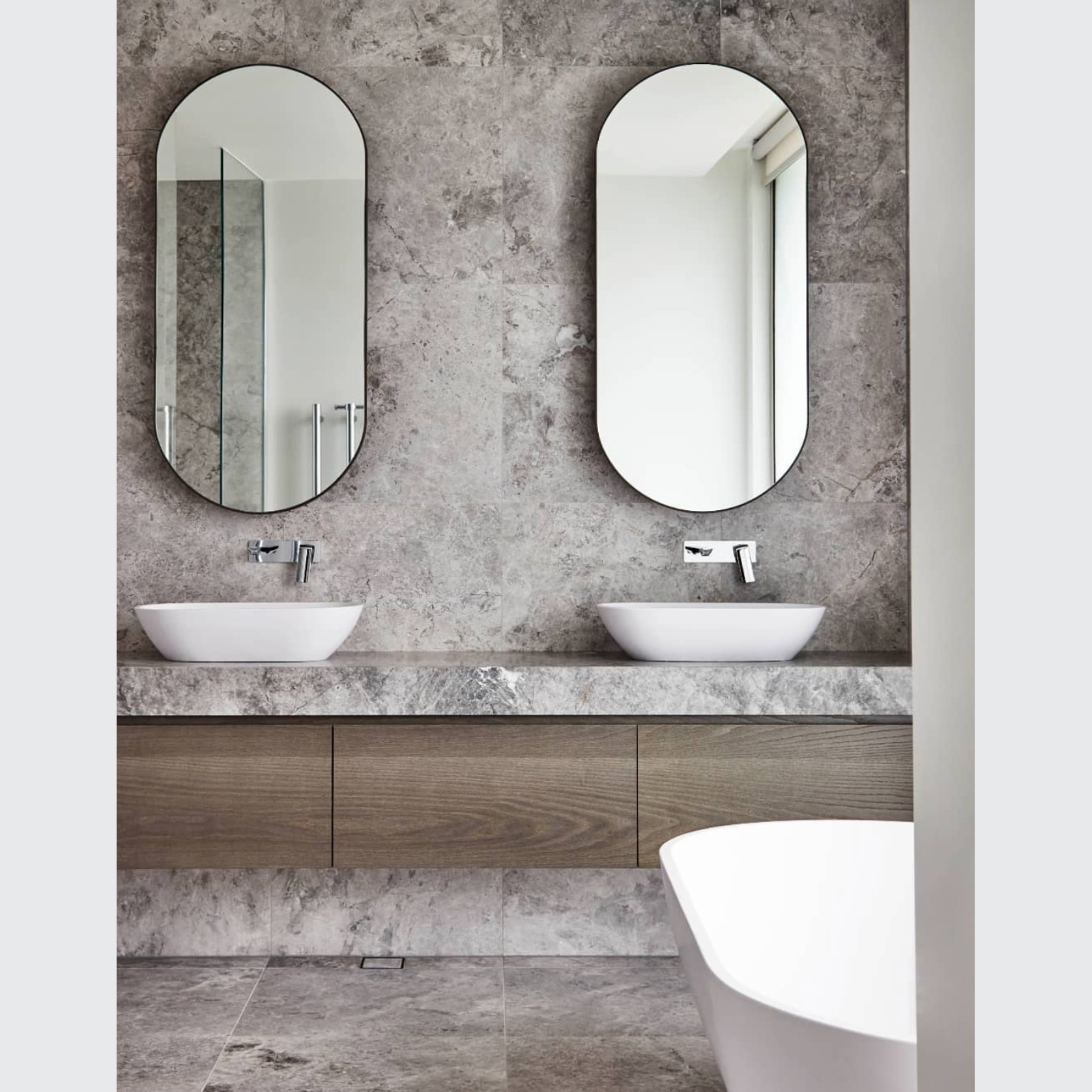 Oval Stone Basin Matte White Justina STB12 gallery detail image