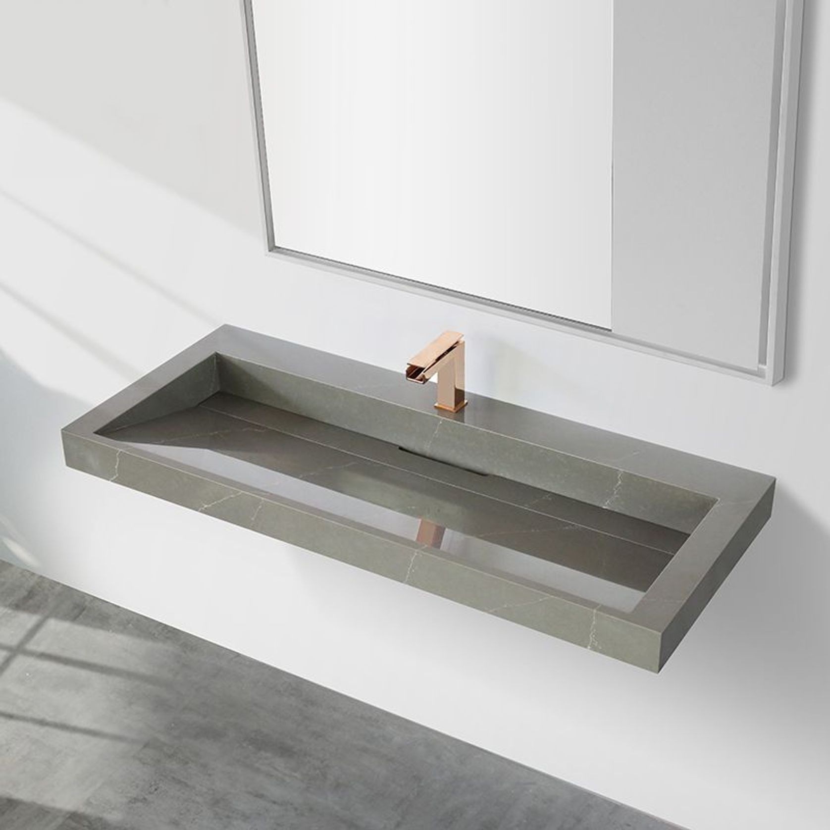 Marble Solid Surface Ramp Basin 1200mm gallery detail image