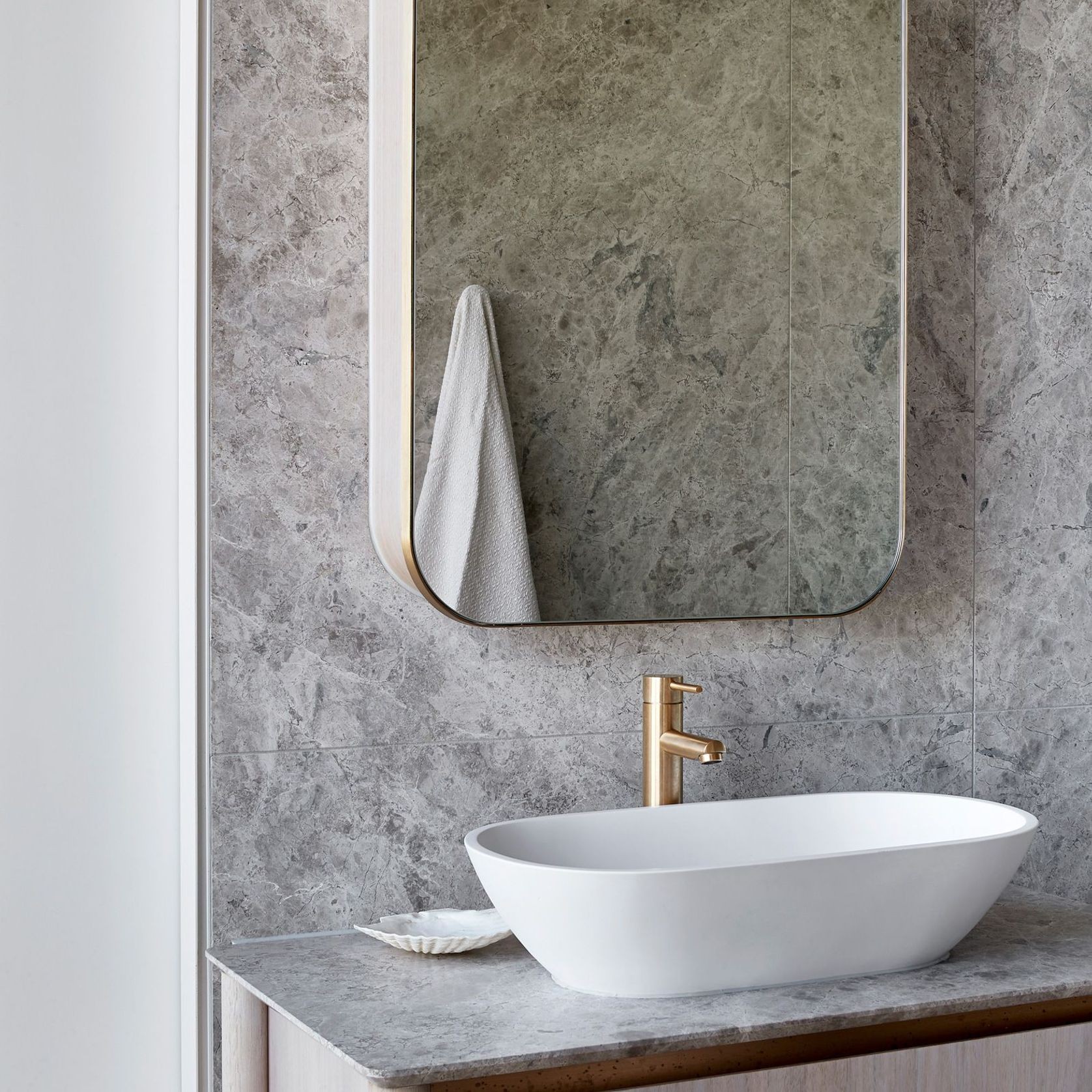 Oval Stone Basin Matte White Justina STB12 gallery detail image