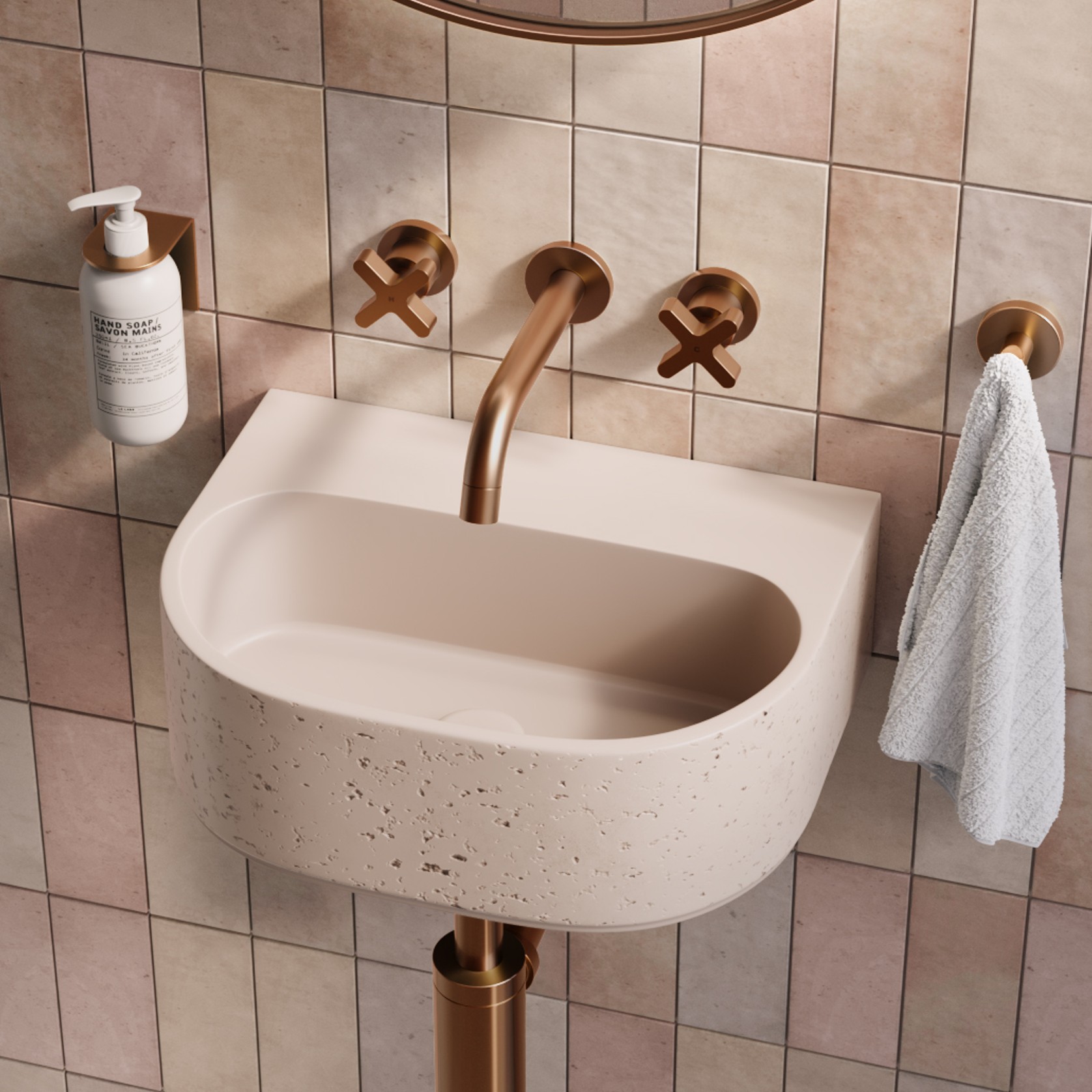 Nelios Concrete Wall Hung Basin | Almond Concrete gallery detail image