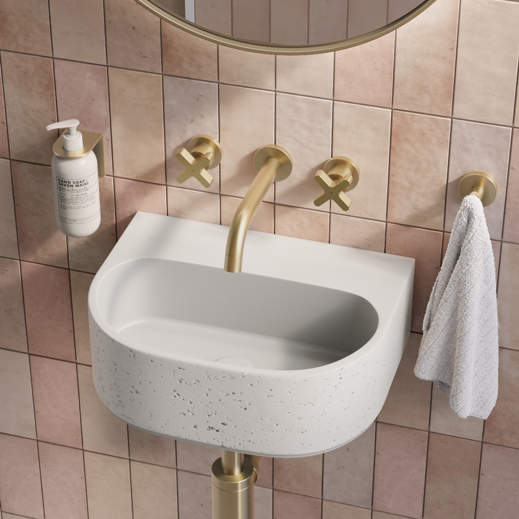 Nelios Concrete Wall Hung Basin | Matte White gallery detail image