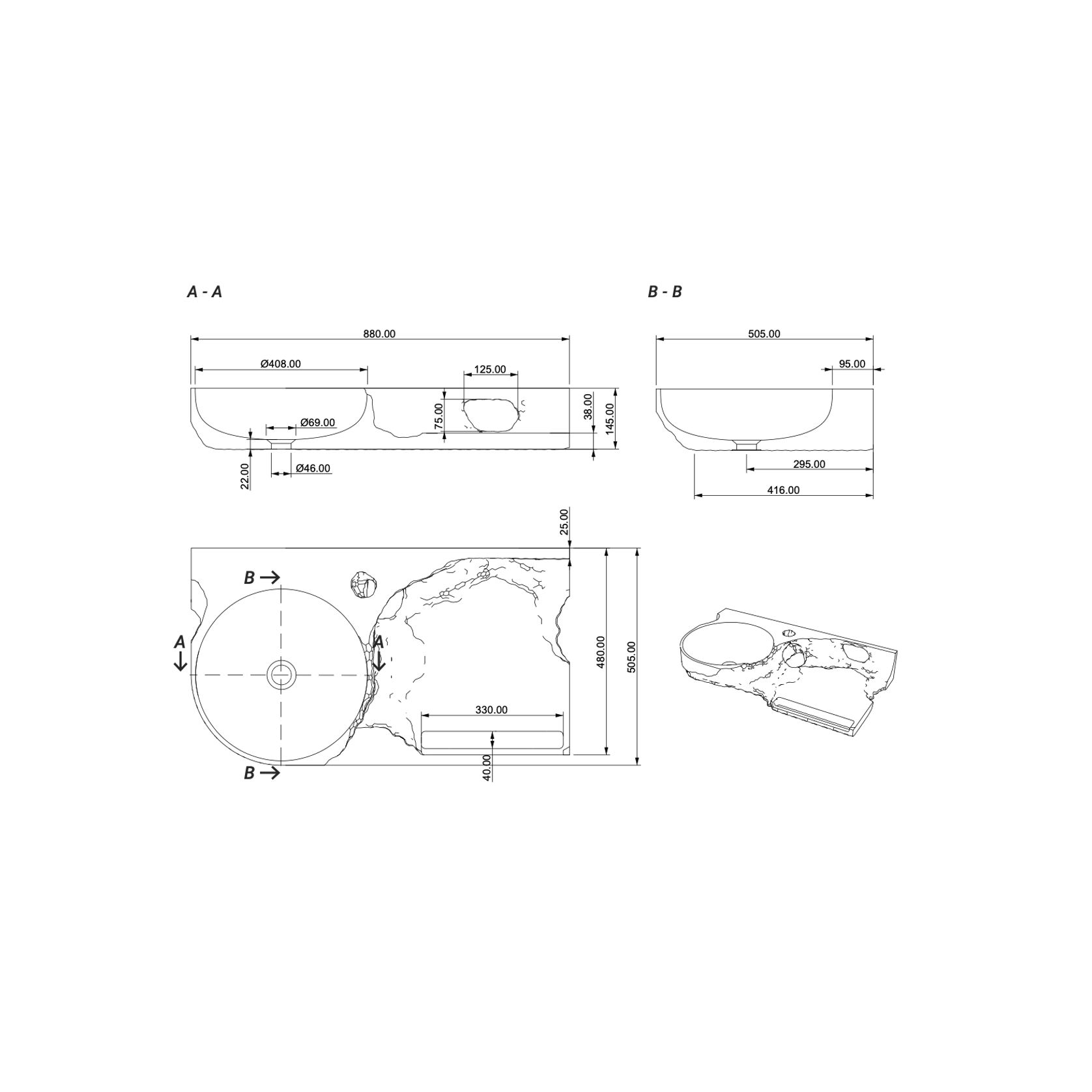 Aqvato Carbo (C.IID) Bathroom Basin gallery detail image