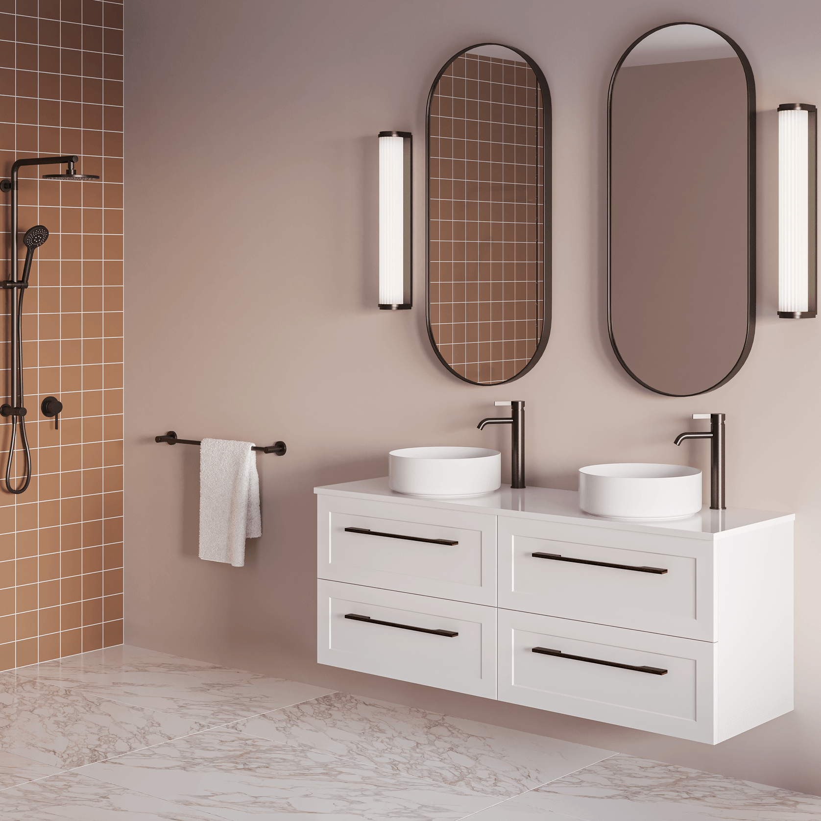 Telaio 1500 Double Bowl 4 X Drawer Wall Vanity gallery detail image