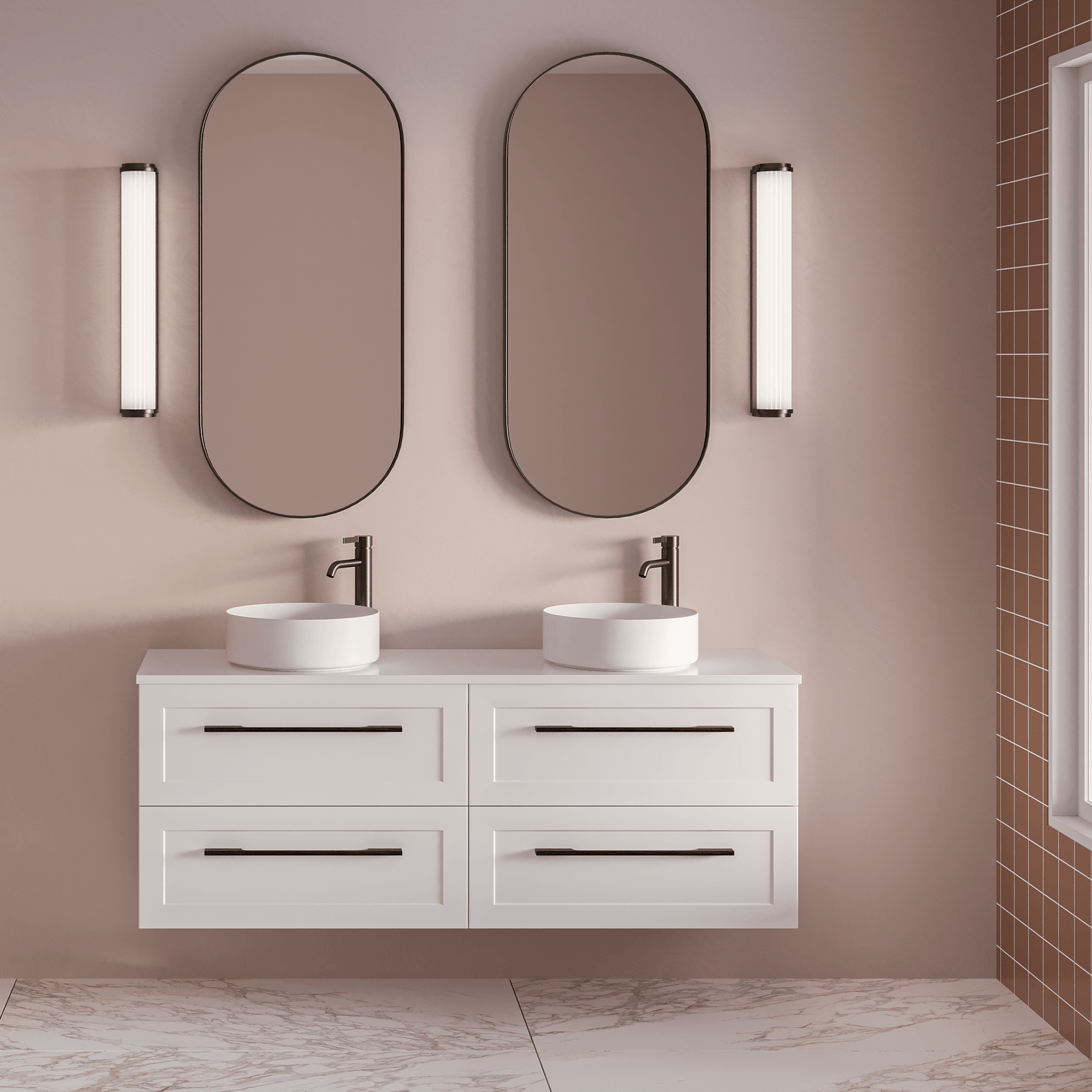 Telaio 1500 Double Bowl 4 X Drawer Wall Vanity gallery detail image