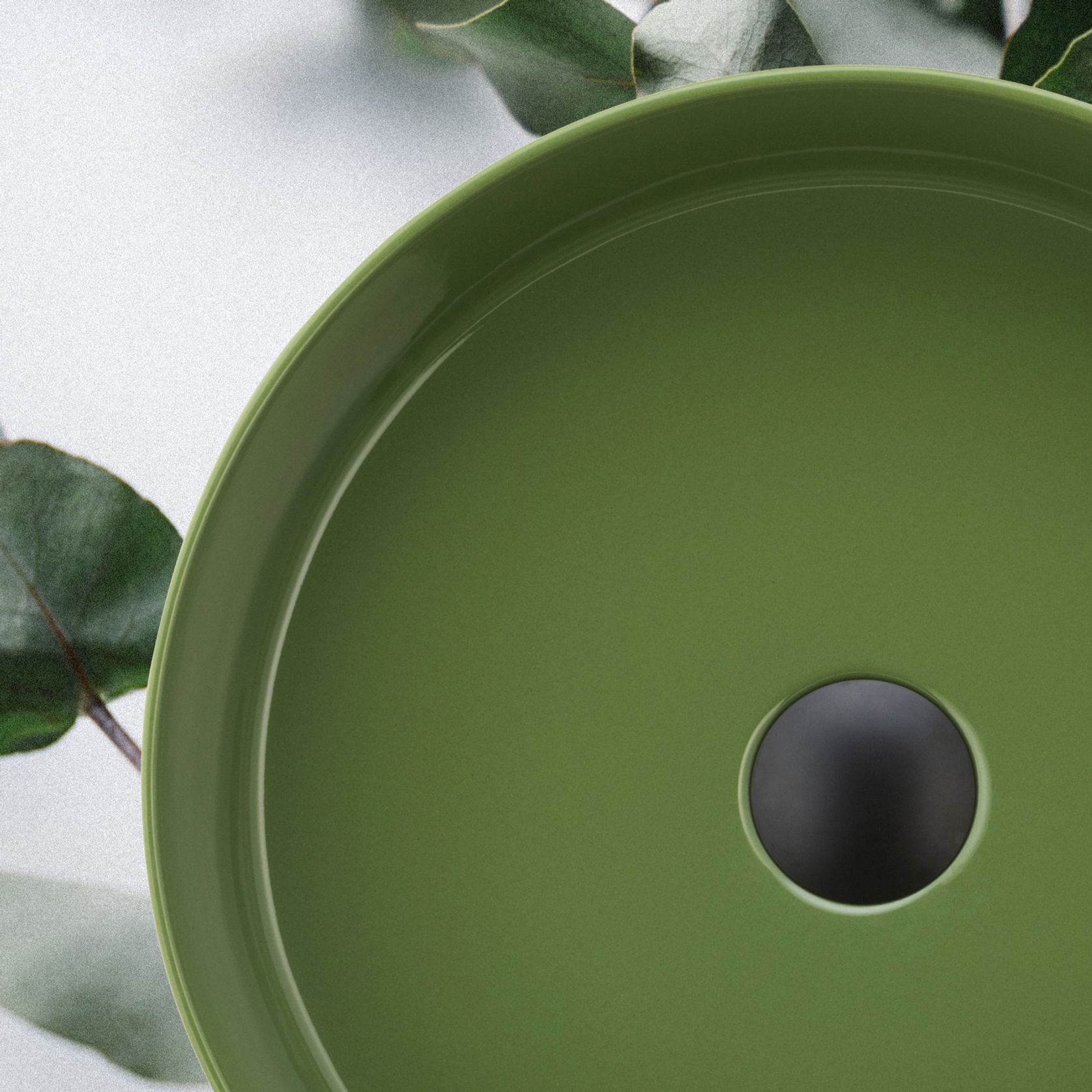 Terzofoco Olive Green Short Circular Counter Top Basin gallery detail image