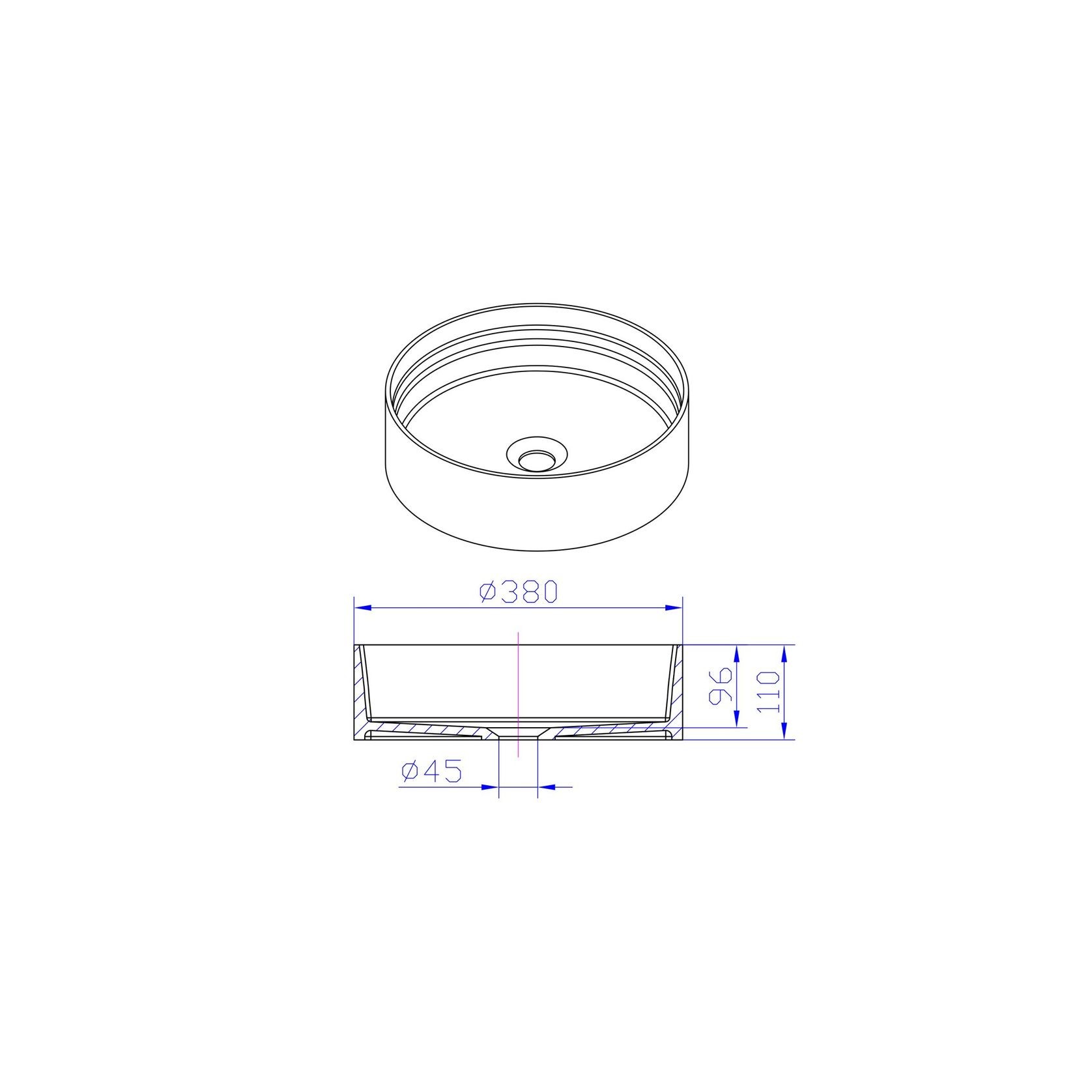 iStone Round Basin 380 x 110mm Matte Black gallery detail image