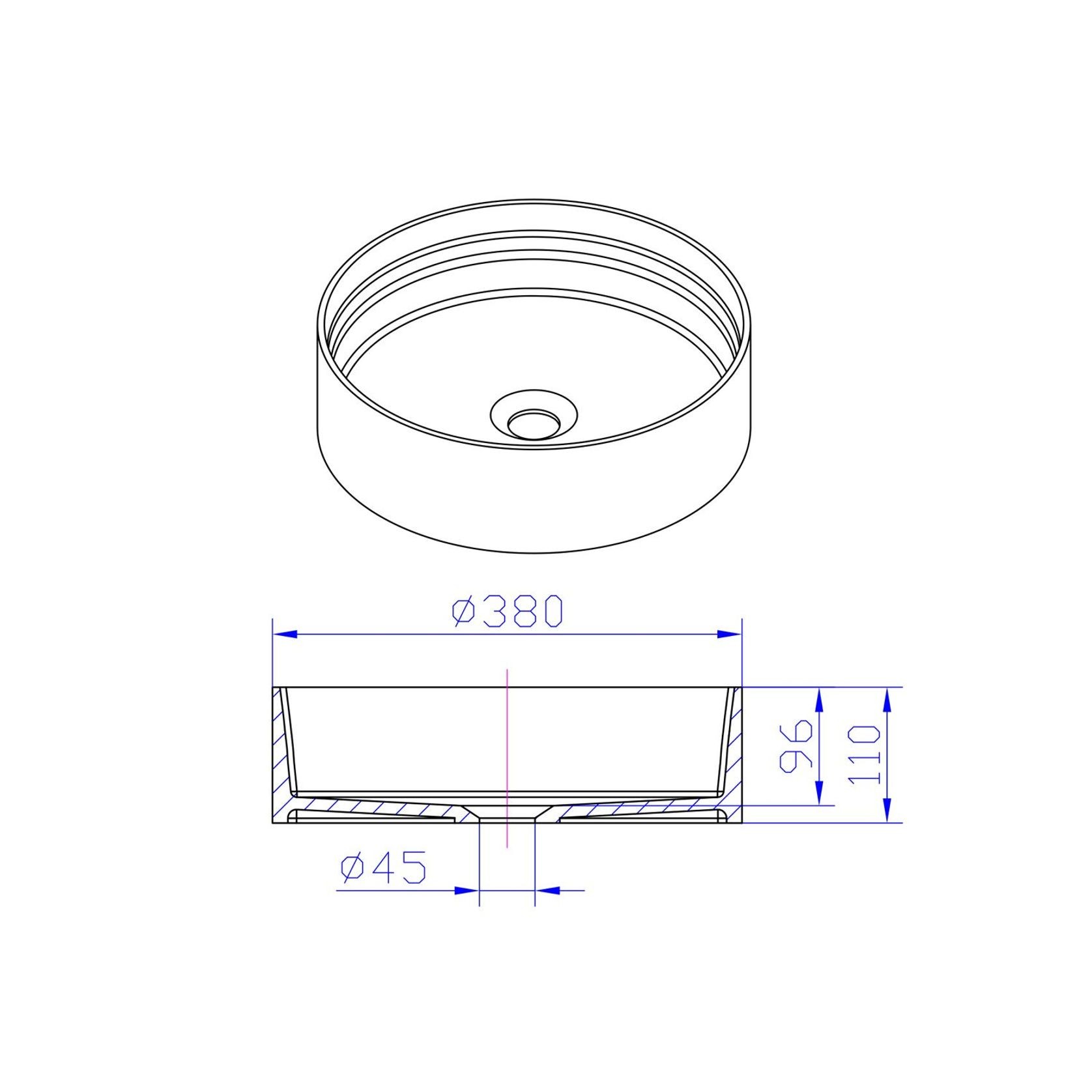 iStone Round Basin 380 x 110mm Matte White gallery detail image