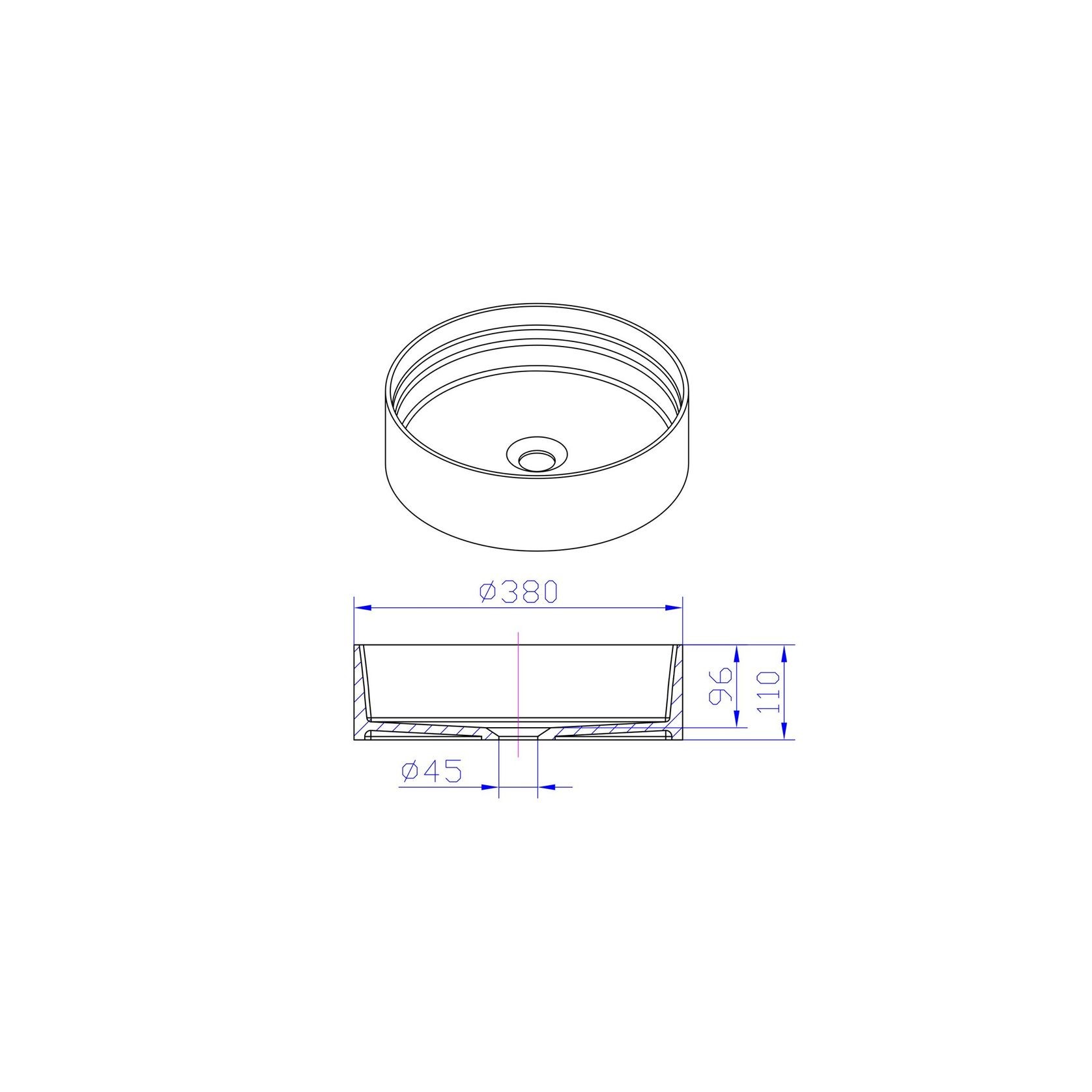 iStone Round Basin 380 x 110mm Snow Quartz gallery detail image