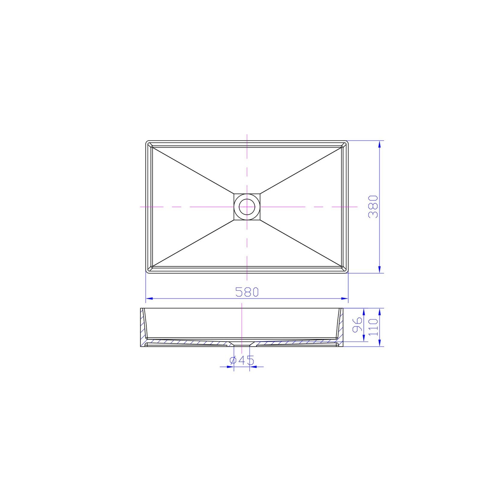 iStone Rectangle Basin 580 x 380 x 110mm Matte Black gallery detail image