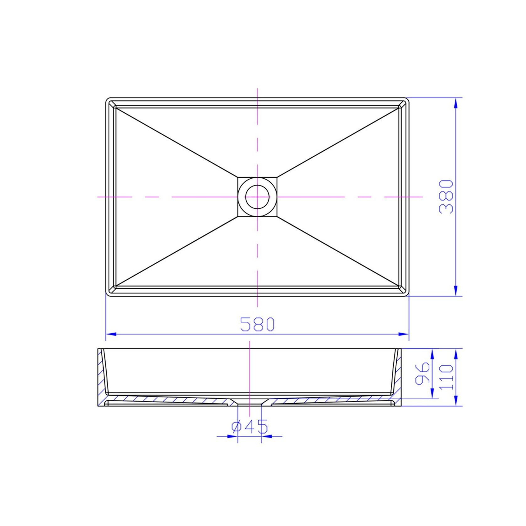 iStone Rectangle Basin 580 x 380 x 110mm Matte Black gallery detail image