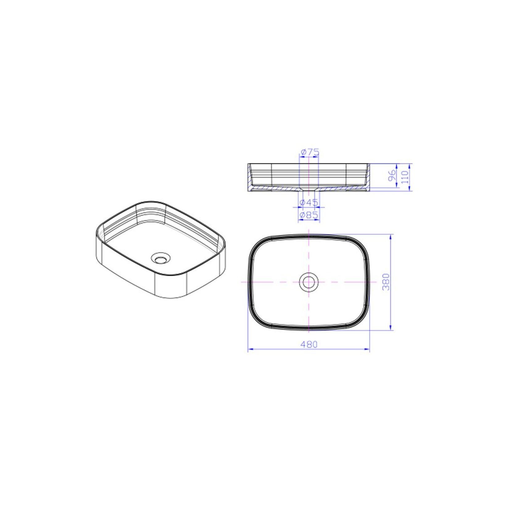 iStone Soft Square Basin 480 x 380mm Natural Marble gallery detail image