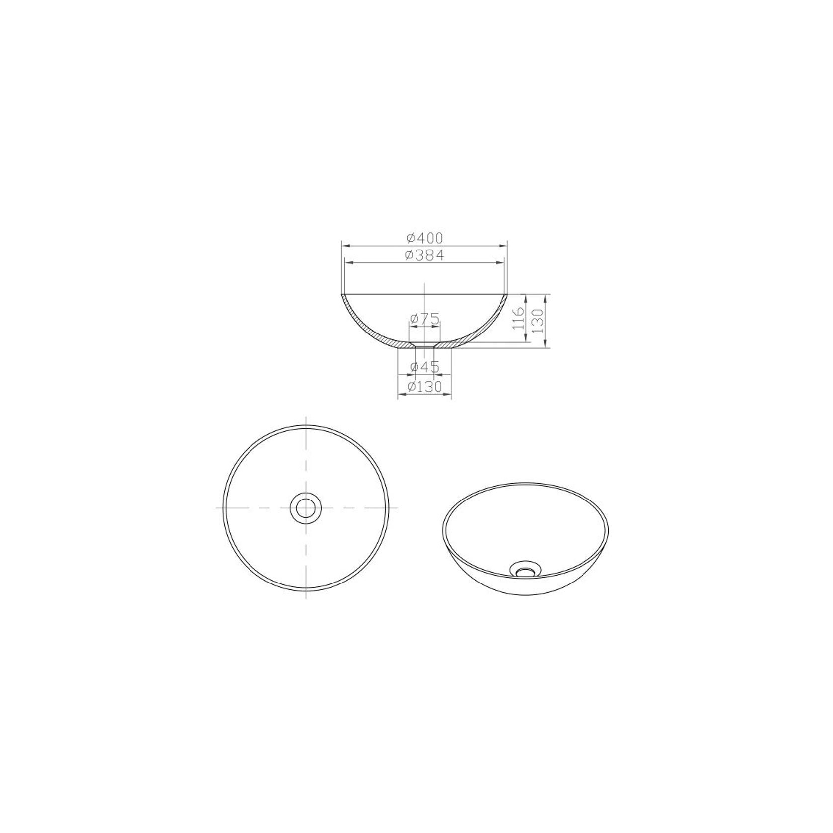 iStone Round Basin 400 x 130mm Natural Marble gallery detail image