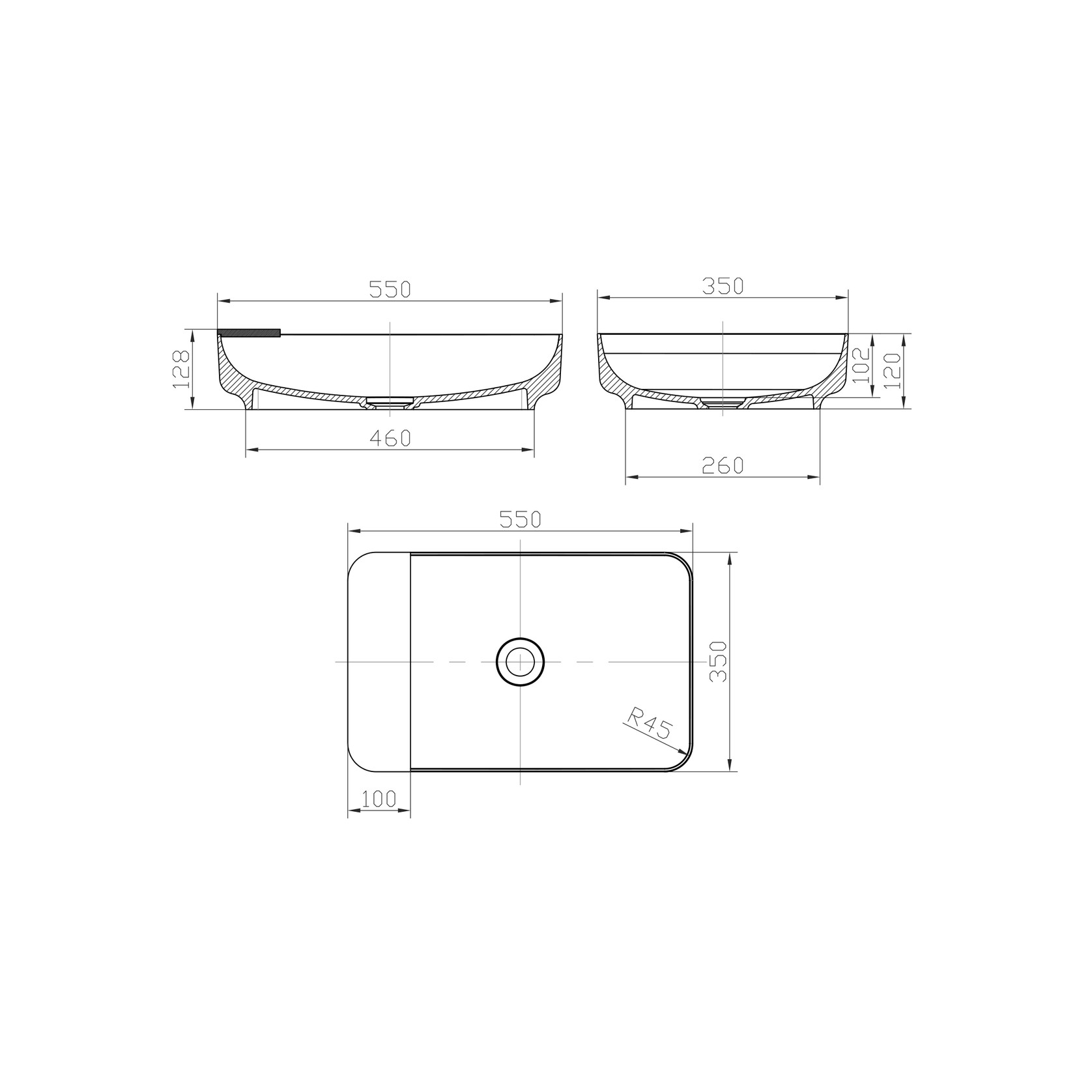 iStone Carre Basin 550mm Gloss White (With Tray) gallery detail image