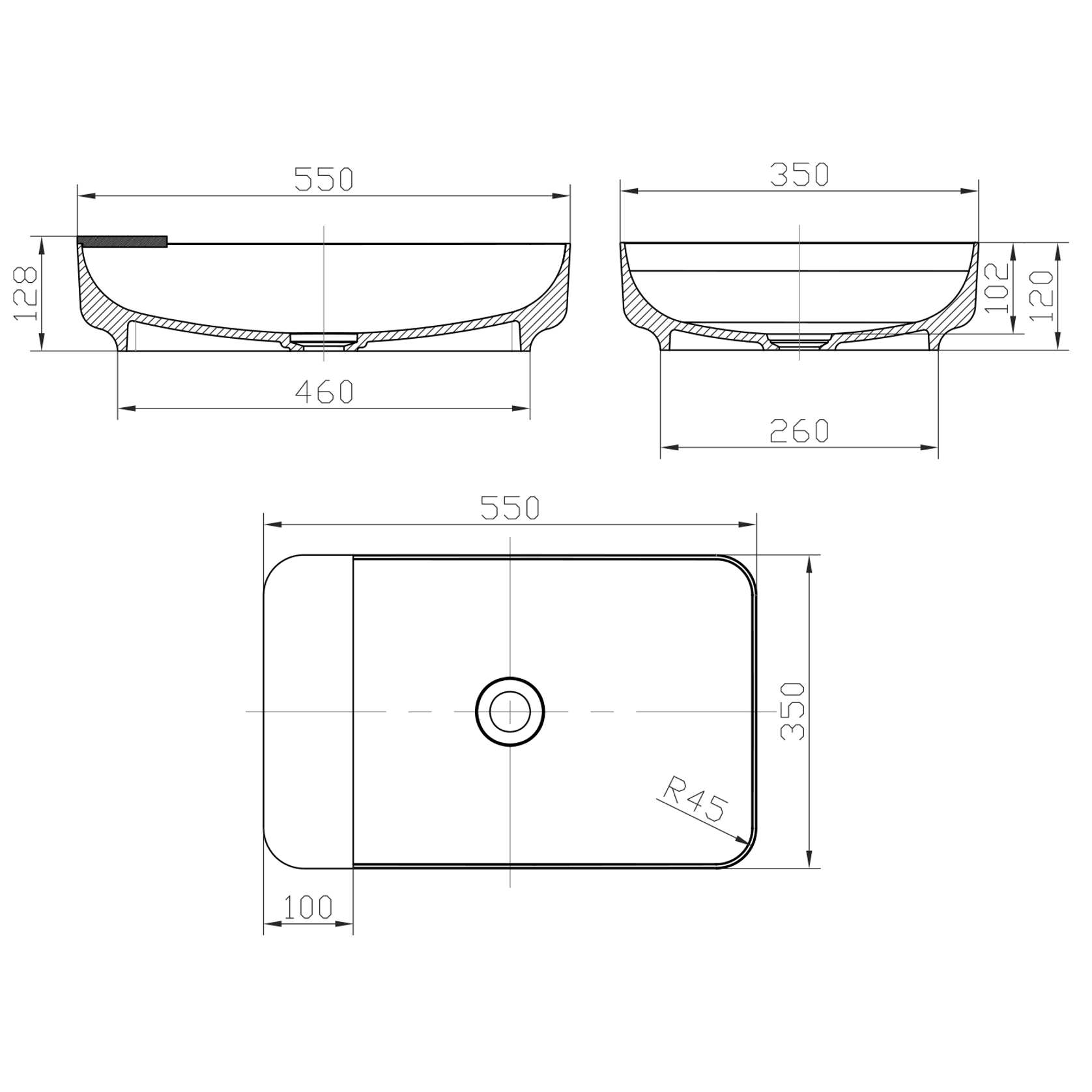 iStone Carre Basin 550mm Gloss White (With Tray) gallery detail image