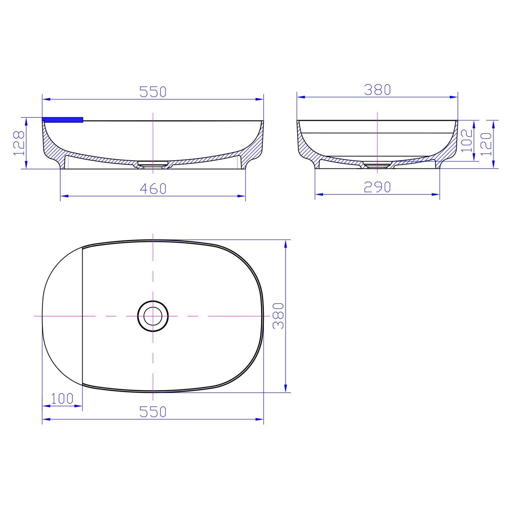 iStone Ovale Basin 550mm Matte White (With Tray) gallery detail image