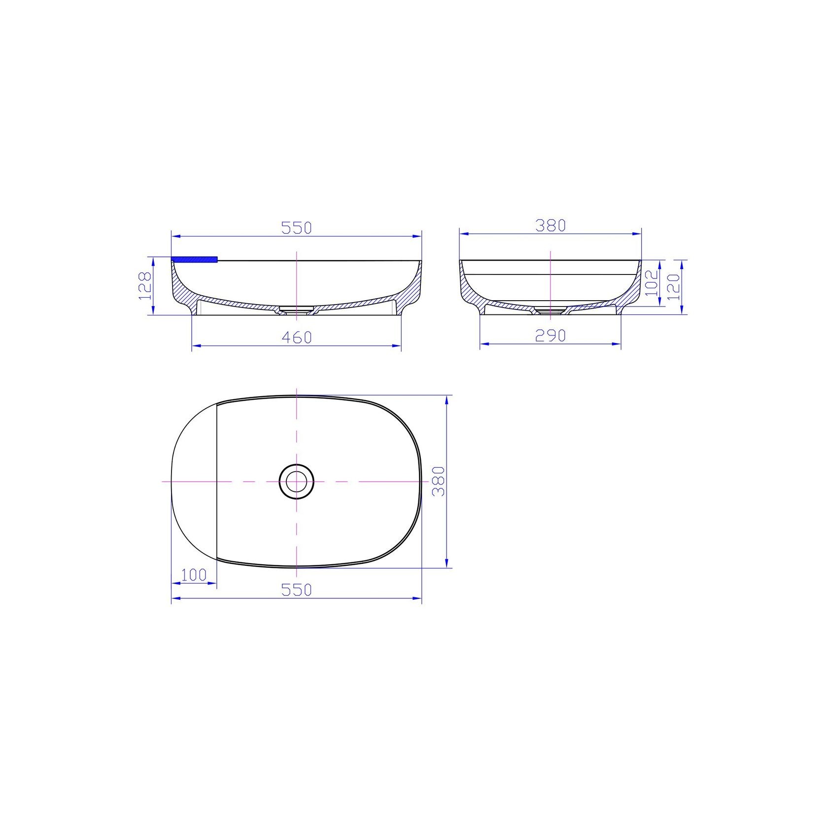 iStone Ovale Basin 550mm Gloss White (With Tray) gallery detail image