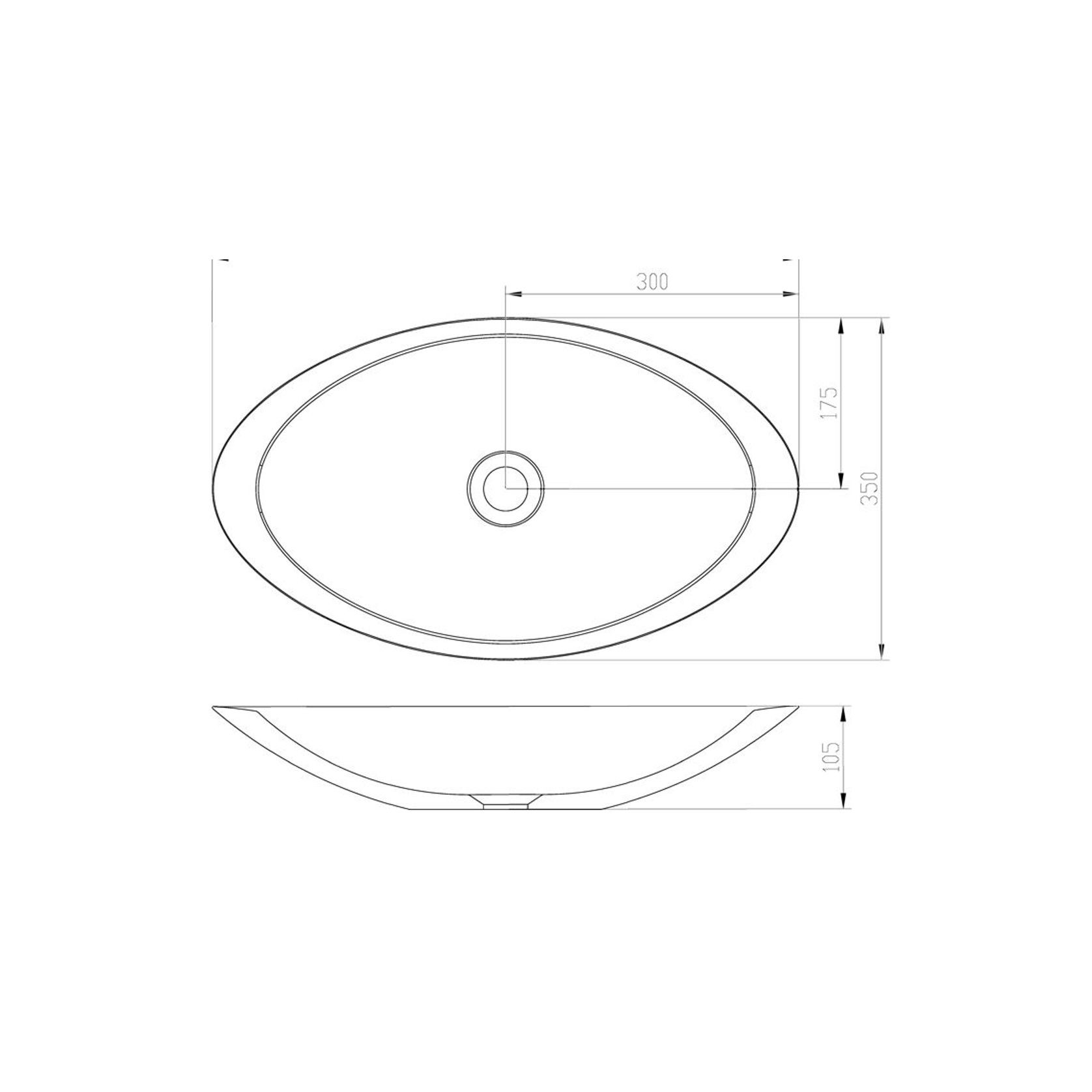 iStone Oval Basin 600 x 105 x 350mm Matte White gallery detail image