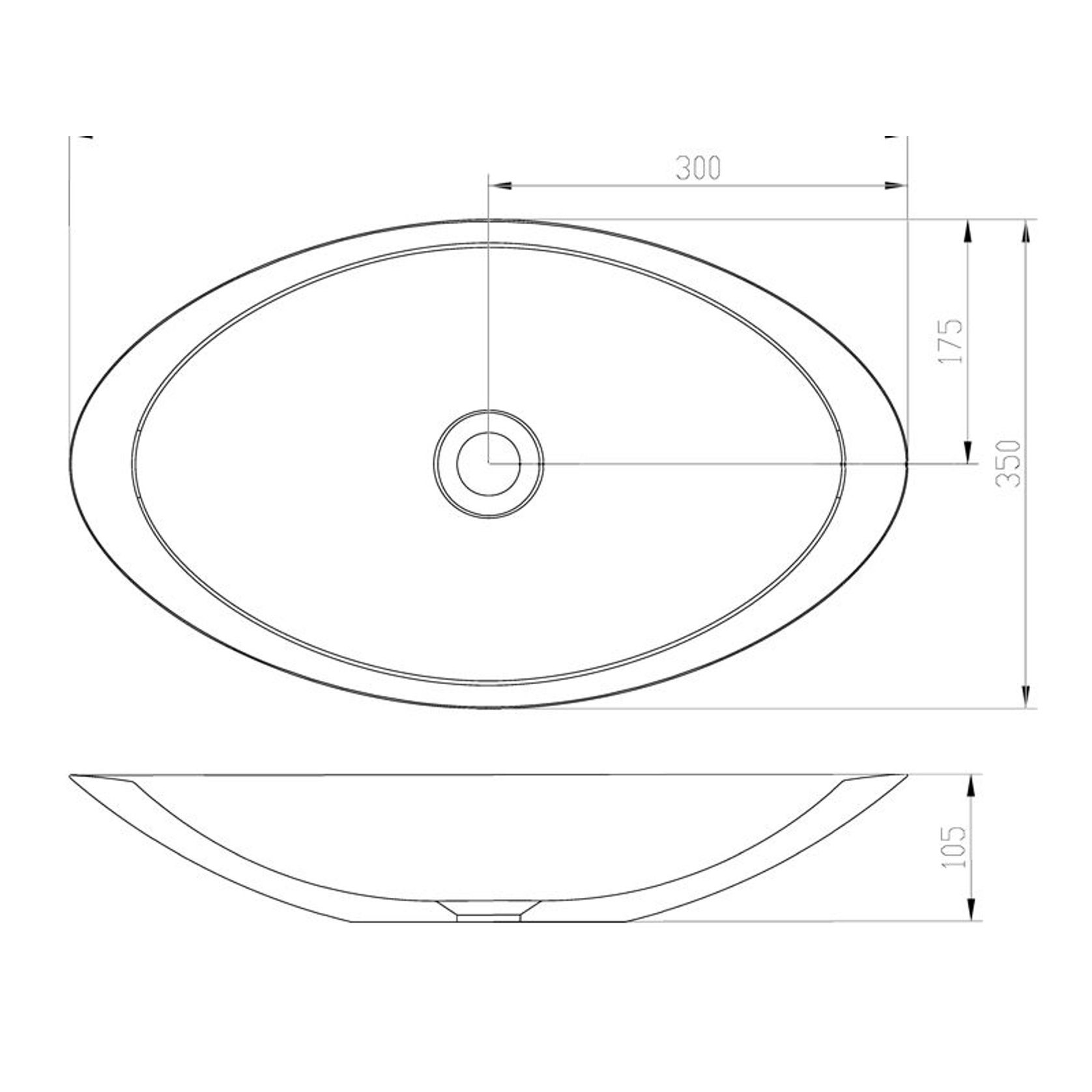 iStone Oval Basin 600 x 105 x 350mm Matte White gallery detail image