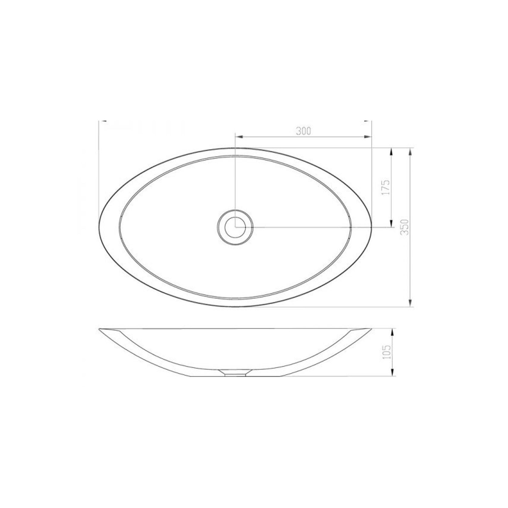 iStone Oval Basin 600 x 105 x 350mm Snow Quartz gallery detail image