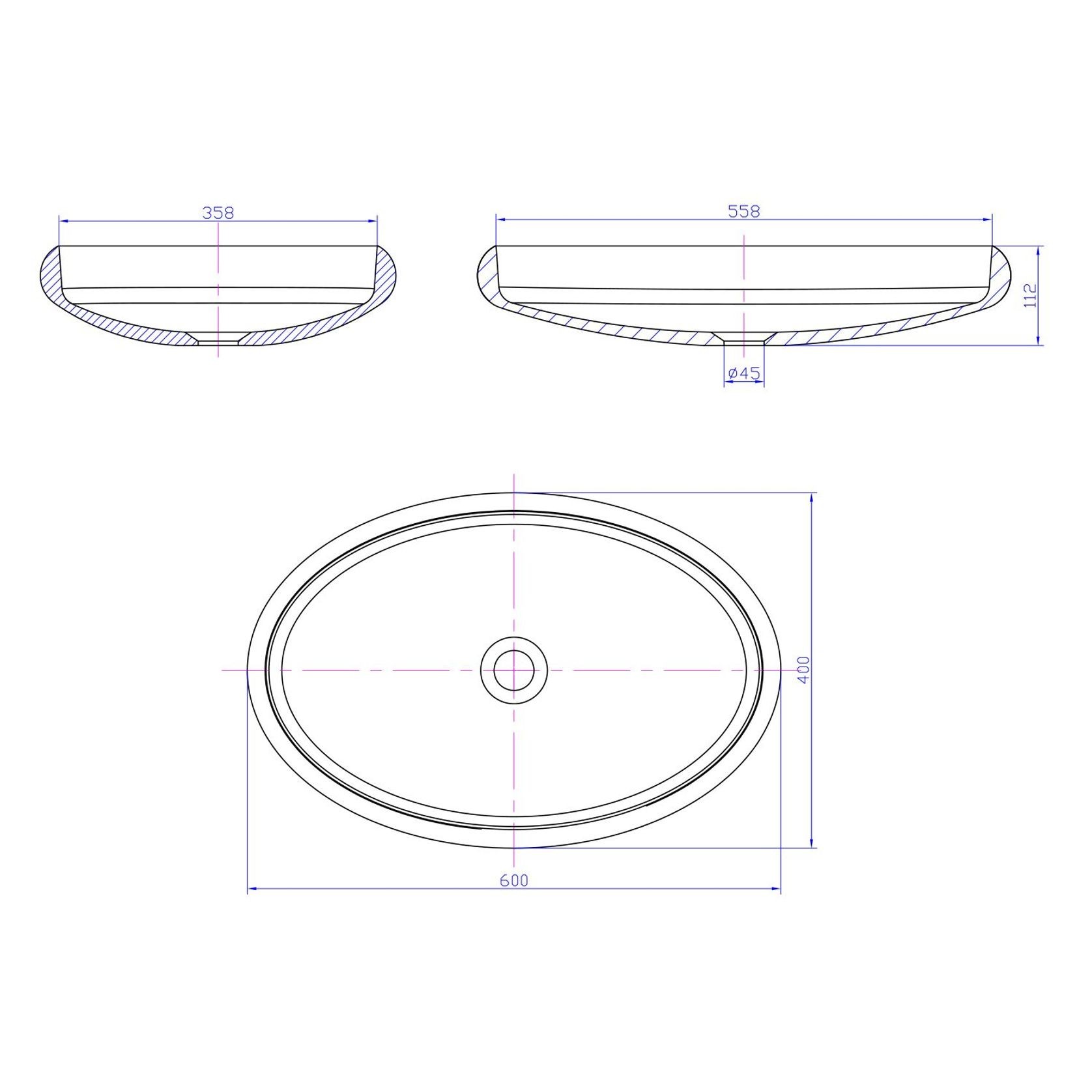 iStone Flotte Basin 600mm Matte White gallery detail image
