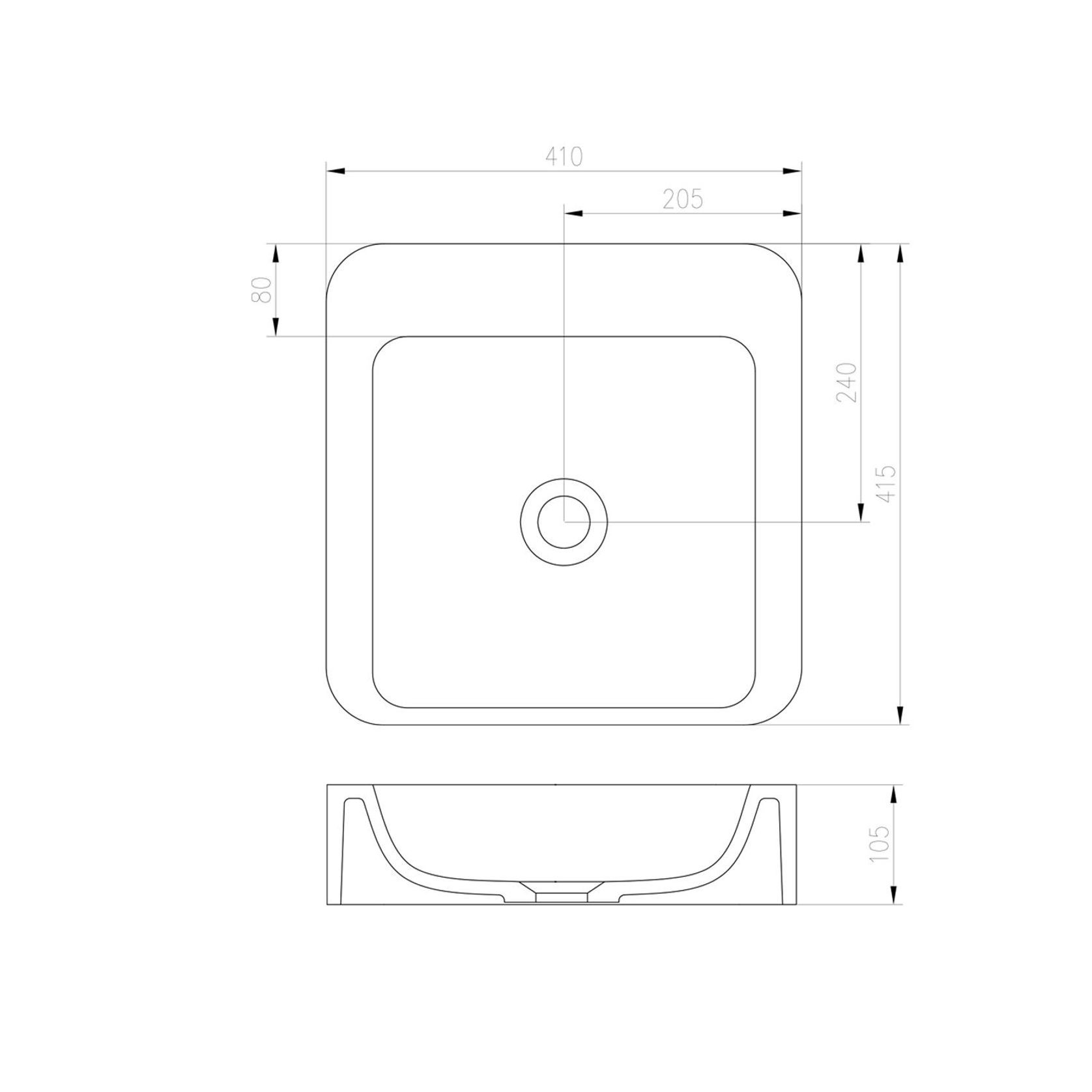 iStone Soft Square Basin 410 x 415 x 105mm Gloss White gallery detail image